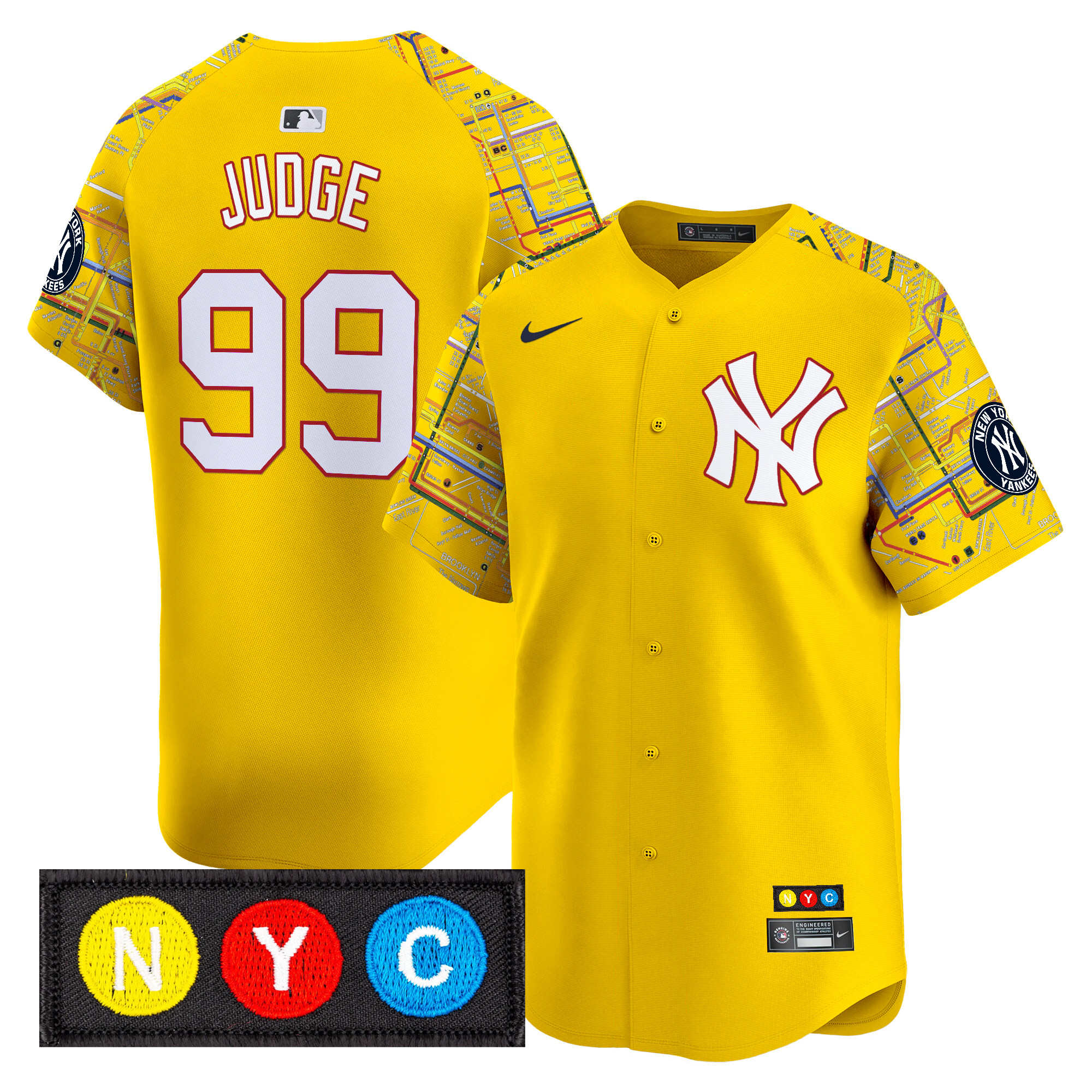 Aaron Judge Men's New York Yankees Subway Style Vapor Premier Limited Yellow Jersey - Stitched