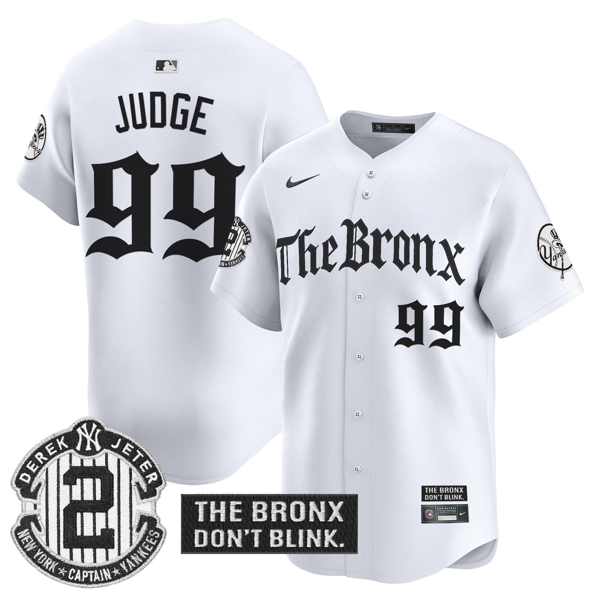 Aaron Judge Men's New York Yankees 'The Bronx - Gothic Ink Drop Edition Vapor Premier Limited White Jersey - All Stitched