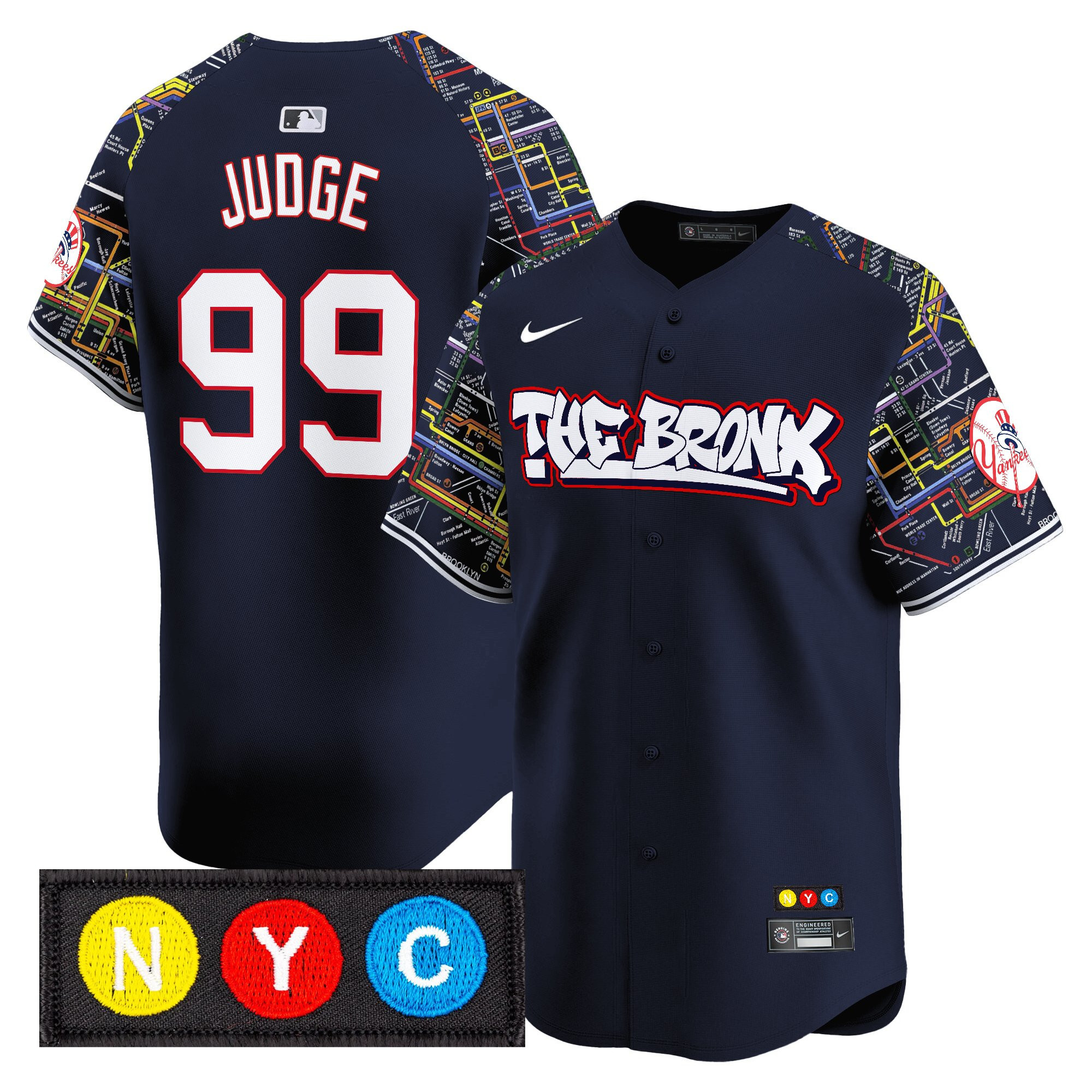 Aaron Judge Men's New York Yankees The Bronx Subway Style Vapor Premier Limited Navy Jersey - Stitched