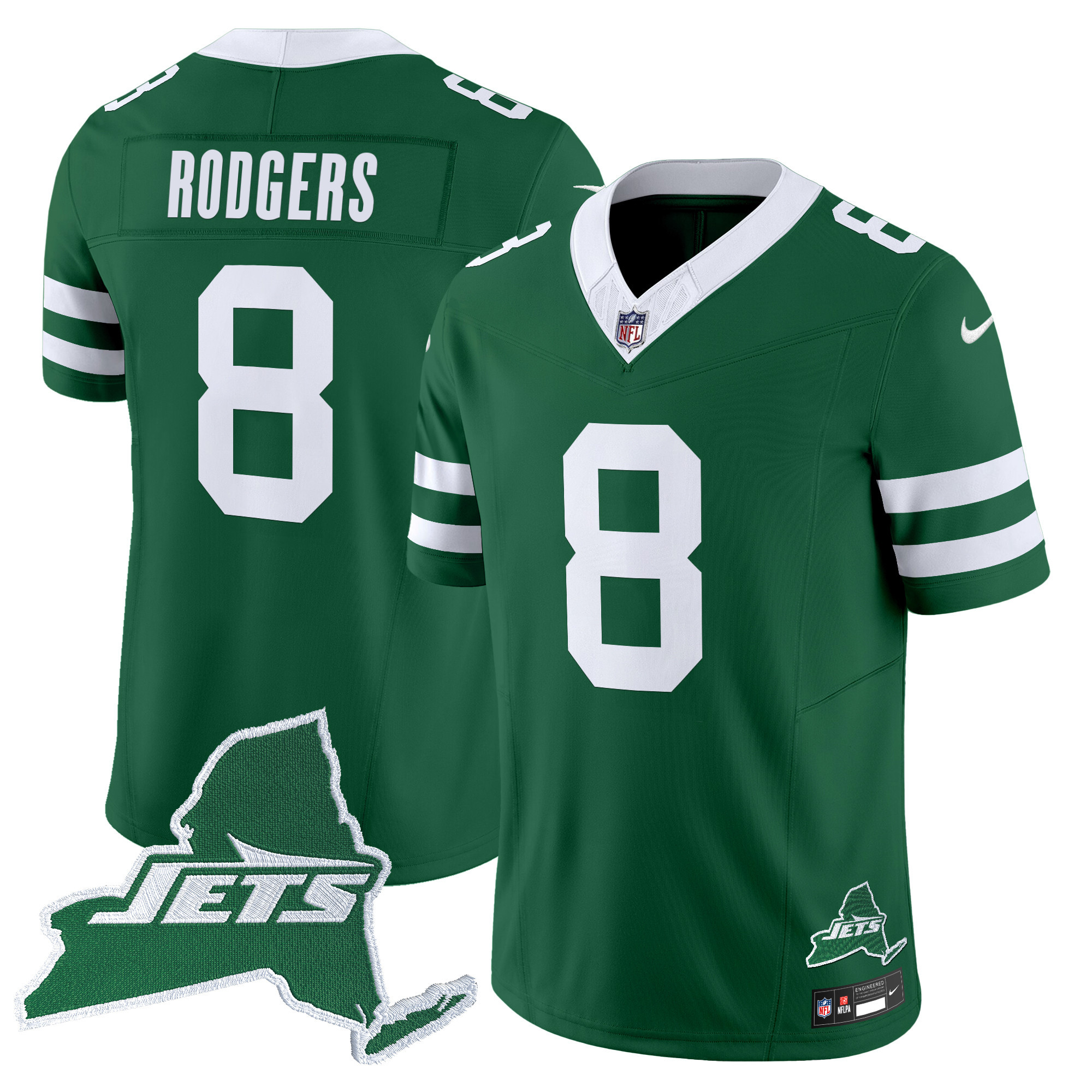 Aaron Rodgers Men's New York Jets Home Patch Vapor Legacy Limited Green Jersey - All Stitched
