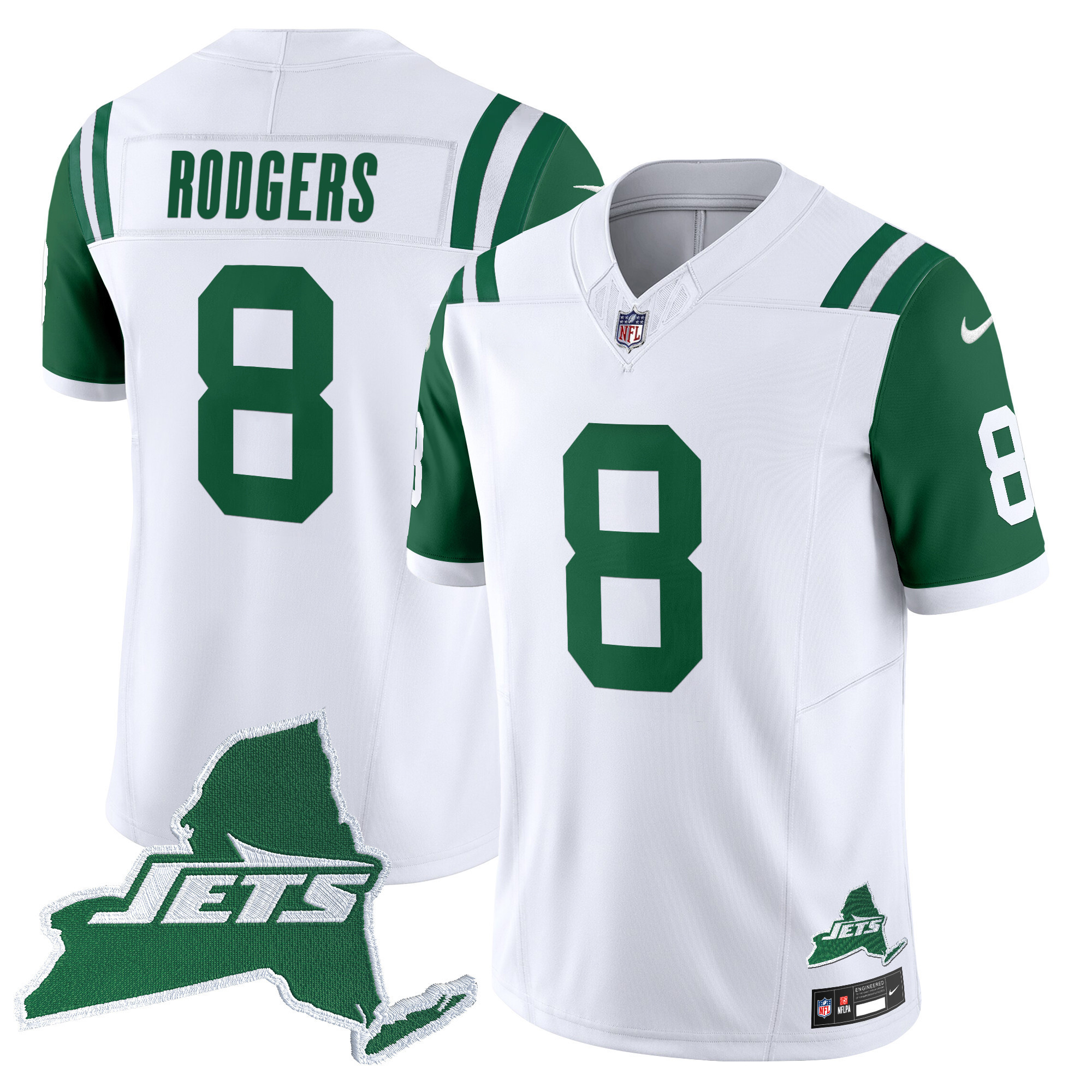 Aaron Rodgers Men's New York Jets Home Patch Vapor Legacy Limited Throwback Jersey - All Stitched
