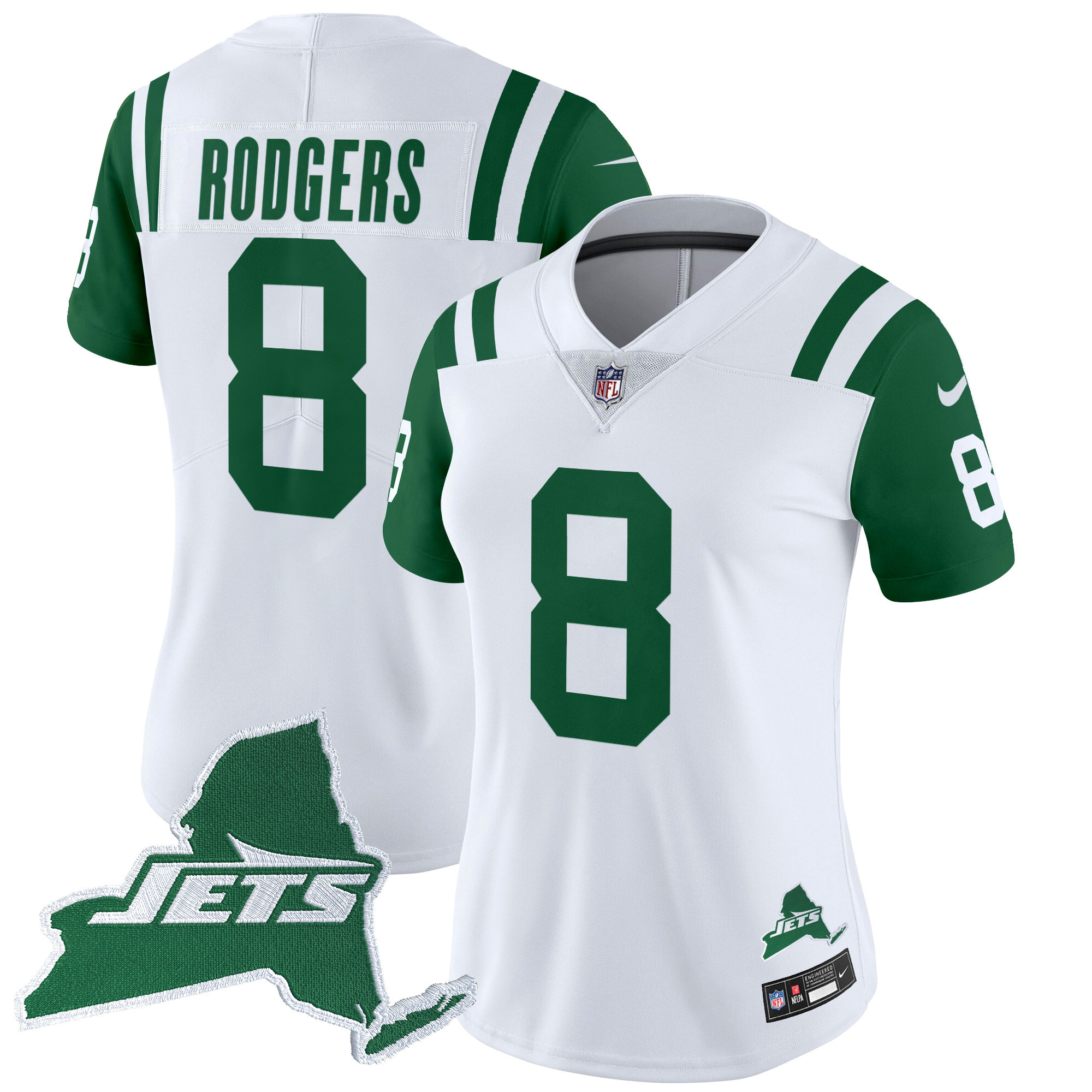 Aaron Rodgers Women's New York Jets Home Patch Vapor Legacy Limited Throwback Jersey - All Stitched
