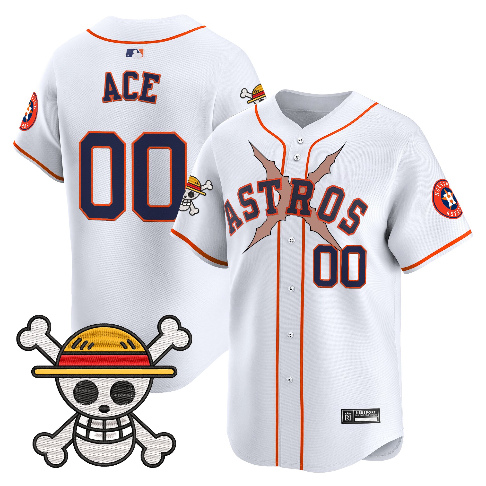 Ace Men's Houston Astros x One Piece 2025 Vapor Premier Limited White Jersey - All Stitched