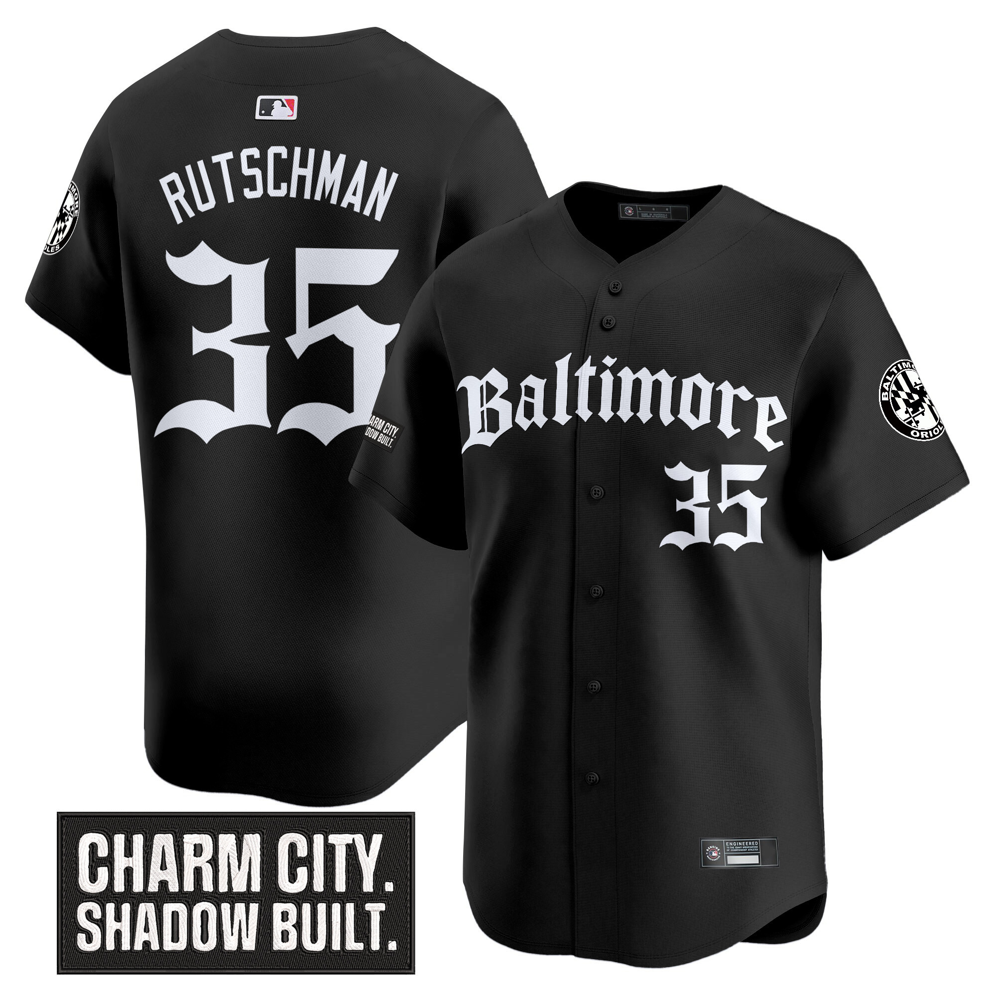 Adley Rutschman Men's Baltimore Orioles Gothic Harbor Edition Vapor Premier Limited Black Jersey - All Stitched