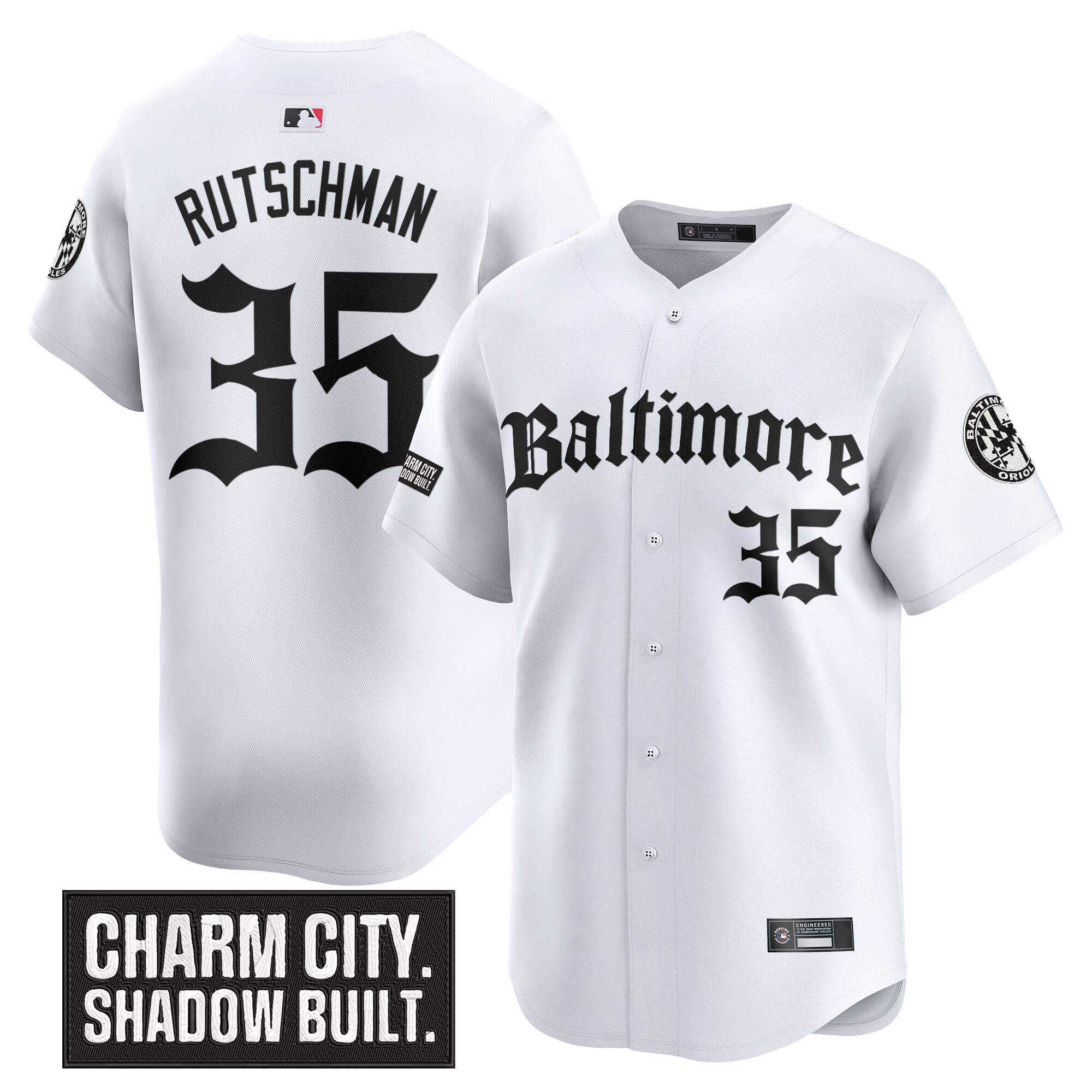 Adley Rutschman Men's Baltimore Orioles 'Gothic Harbor Edition Vapor Premier Limited White Jersey - All Stitched