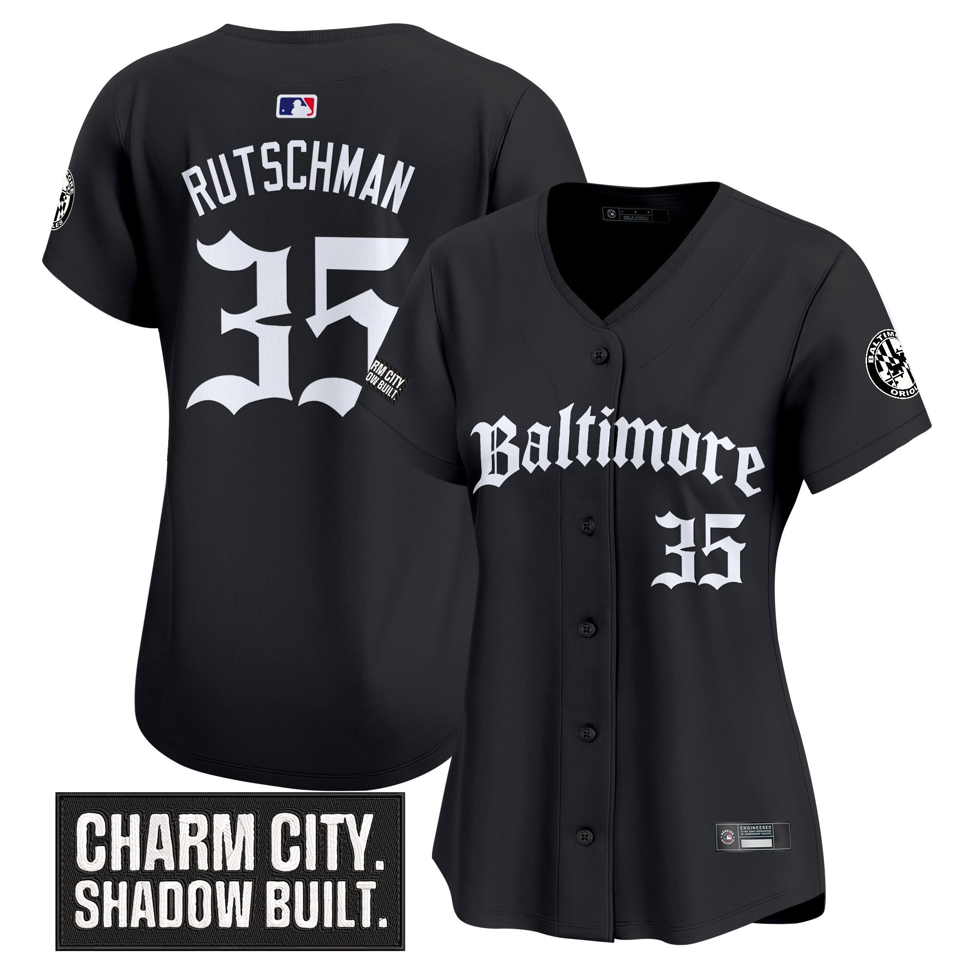 Adley Rutschman Women's Baltimore Orioles Gothic Harbor Edition Vapor Premier Limited Black Jersey - All Stitched