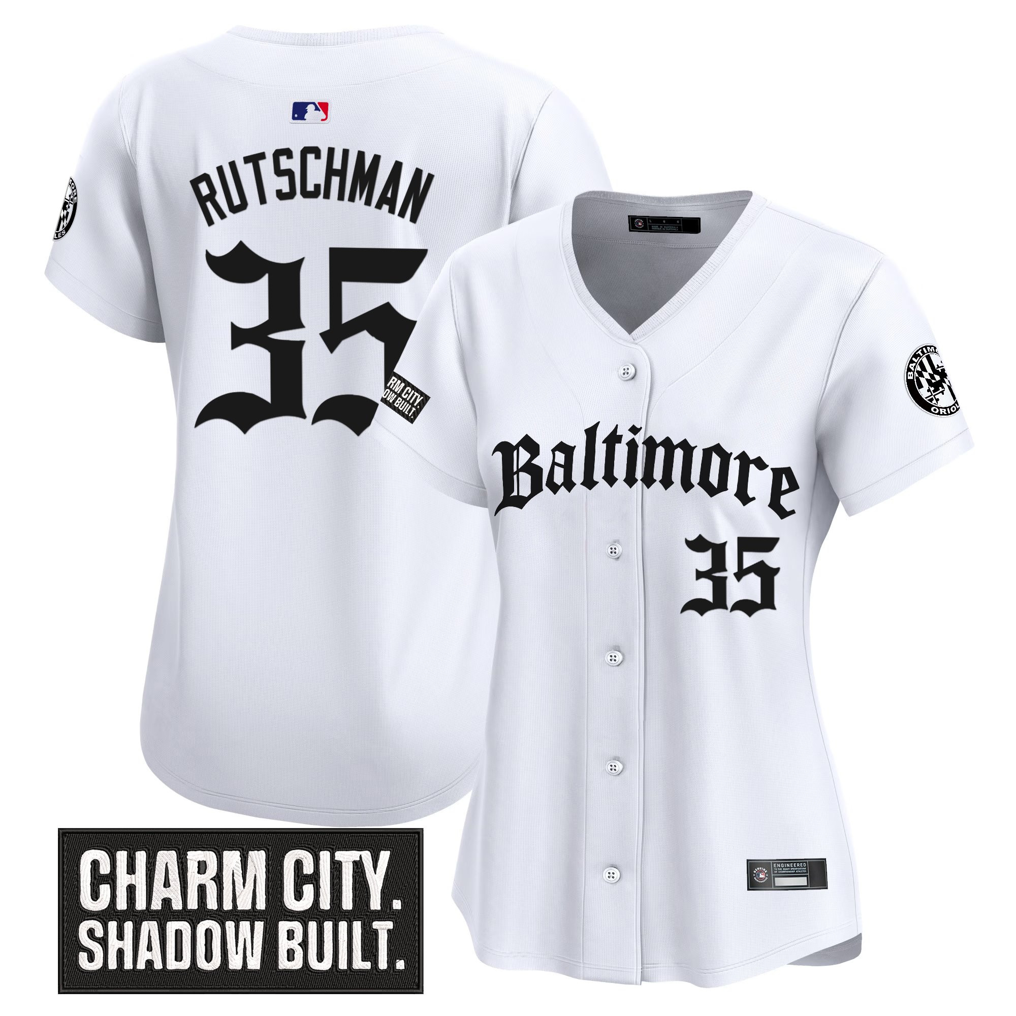 Adley Rutschman Women's Baltimore Orioles Gothic Harbor Edition Vapor Premier Limited White Jersey - All Stitched