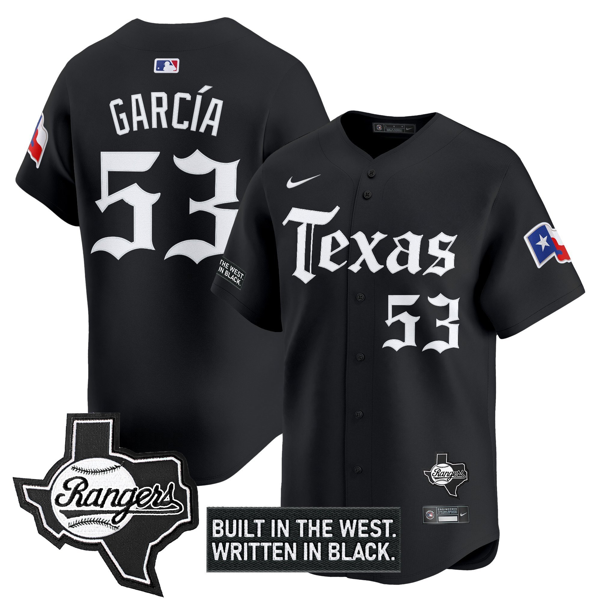 Adolis Garcia Men's Texas Rangers Gothic Frontier Edition Vapor Premier Limited Black Jersey - All Stitched