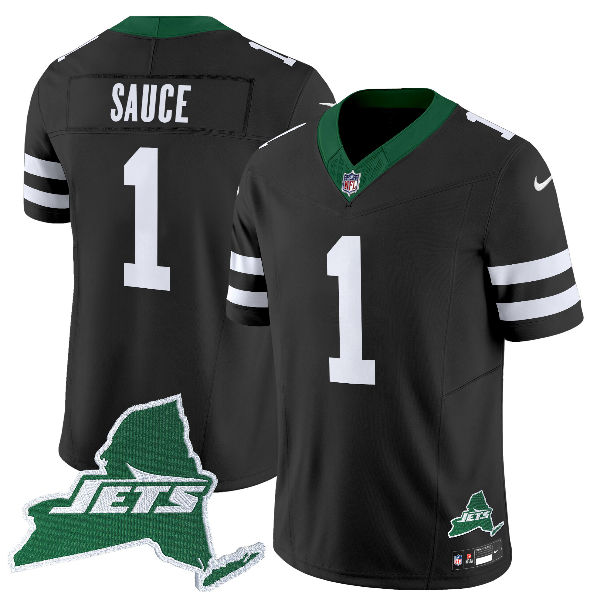 Ahmad Sauce Men's New York Jets Home Patch Vapor Legacy Limited Black Jersey - All Stitched
