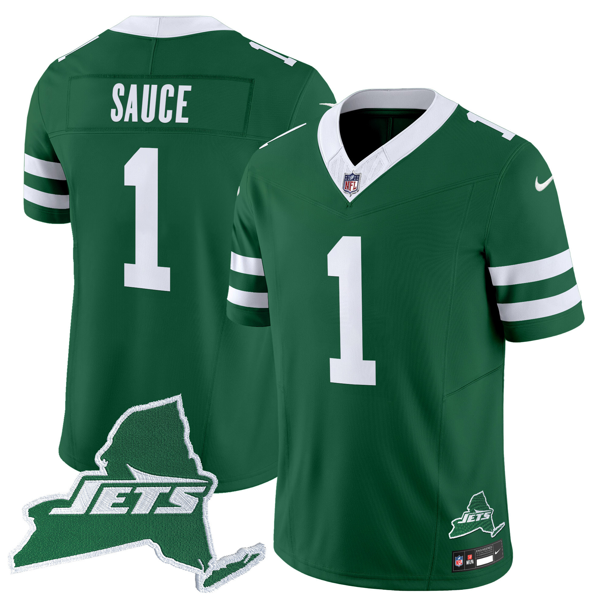 Ahmad Sauce Men's New York Jets Home Patch Vapor Legacy Limited Green Jersey - All Stitched