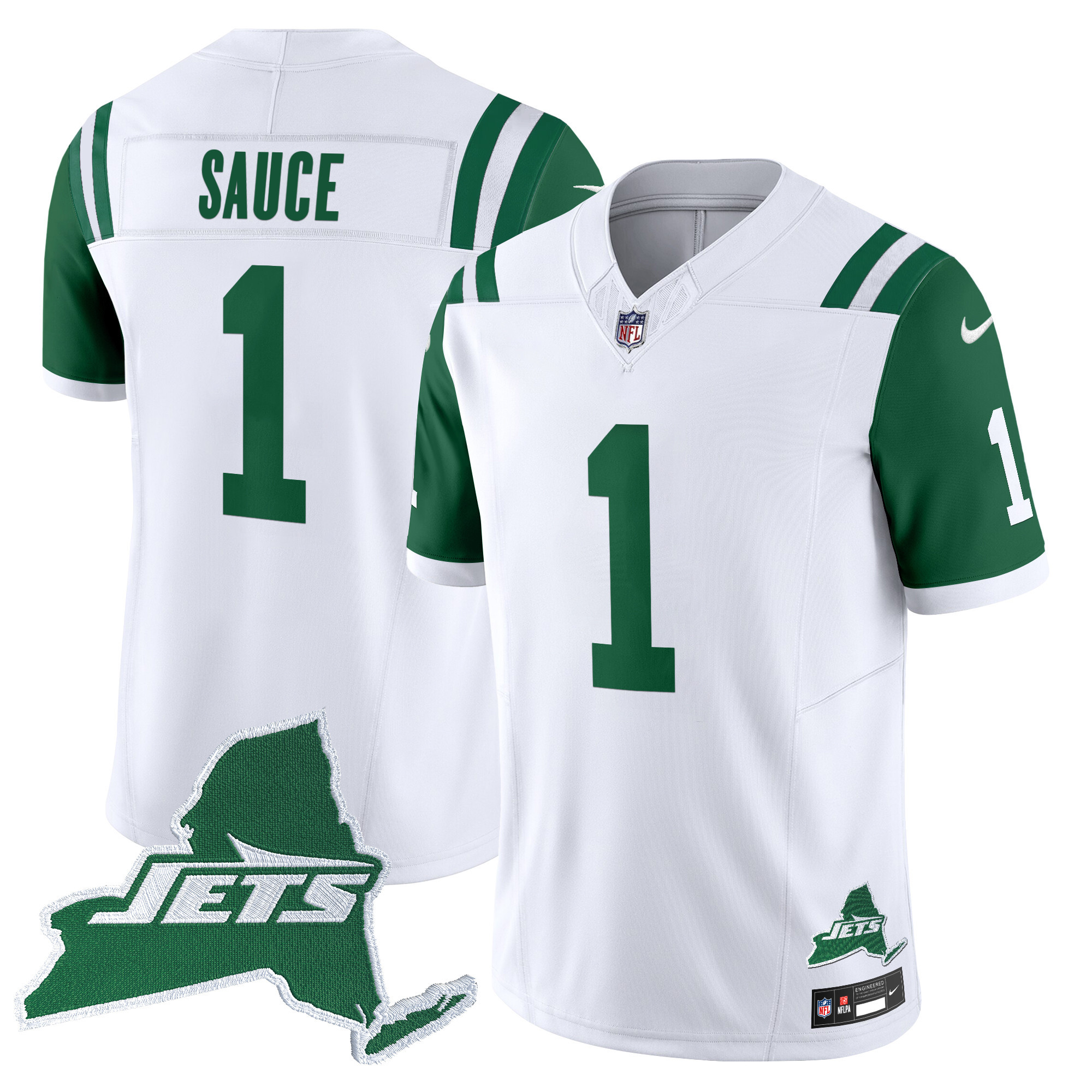 Ahmad Sauce Men's New York Jets Home Patch Vapor Legacy Limited Throwback Jersey - All Stitched