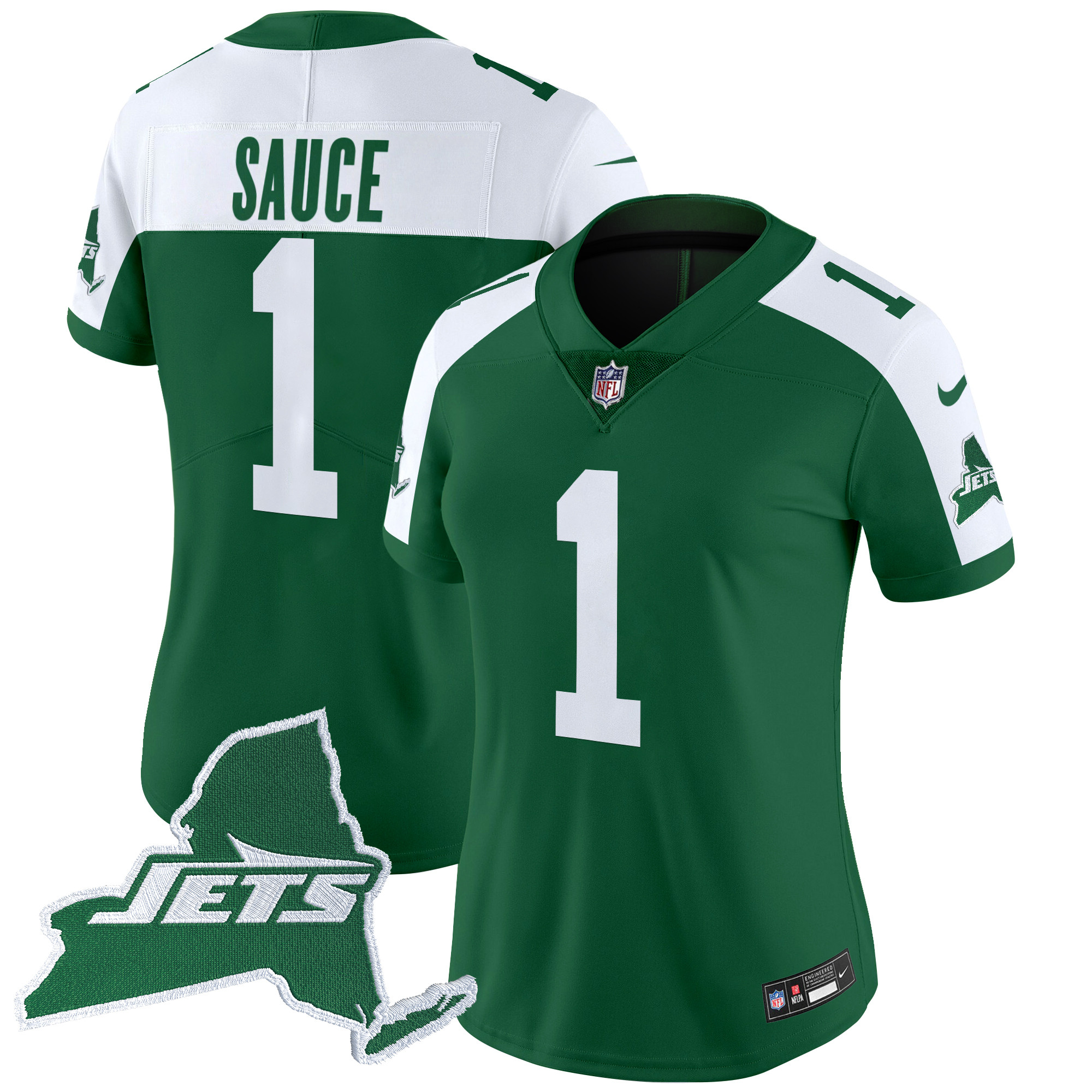 Ahmad Sauce Women's New York Jets Home Patch Vapor Legacy Limited Green Alternate Jersey - All Stitched