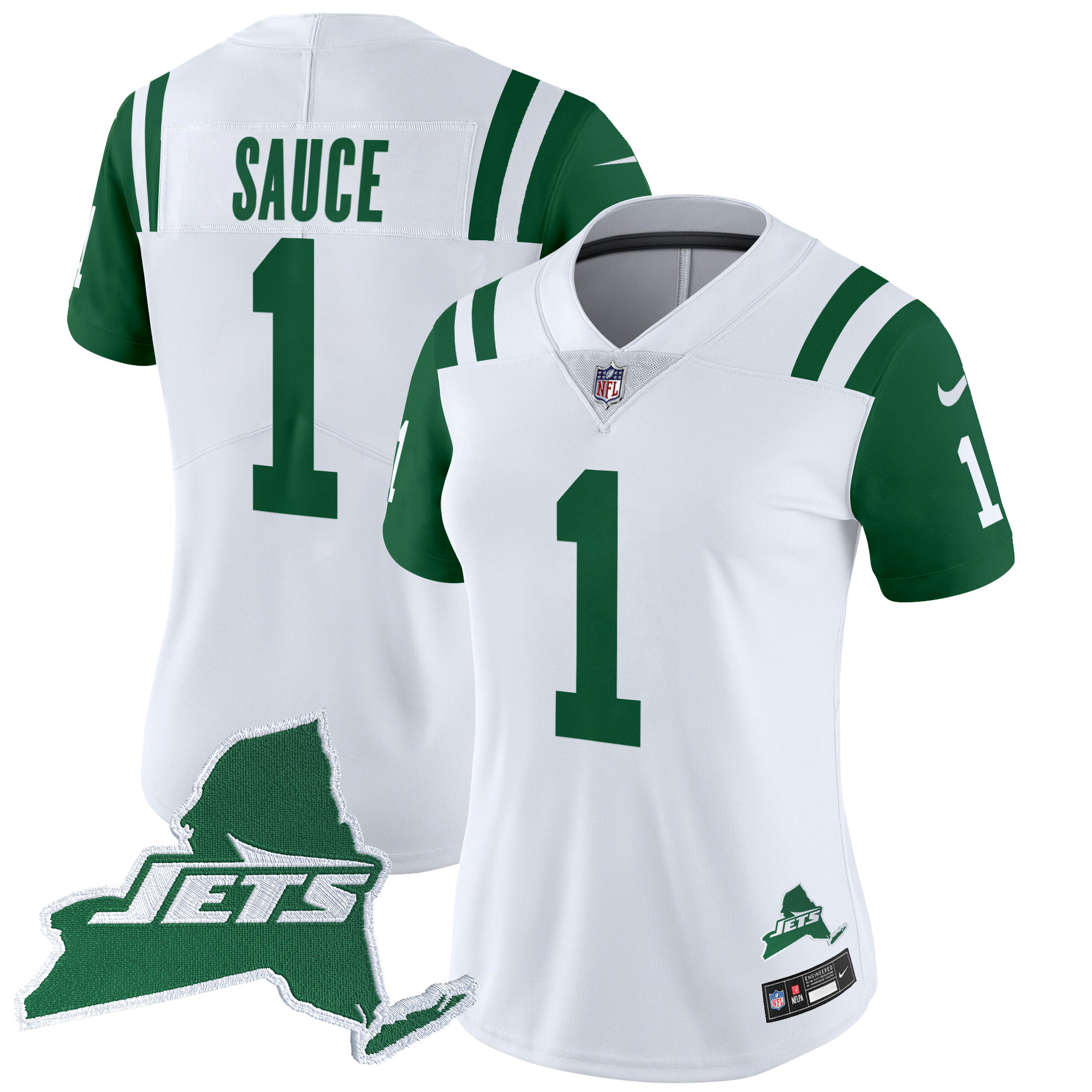 Ahmad Sauce Women's New York Jets Home Patch Vapor Legacy Limited Throwback Jersey - All Stitched