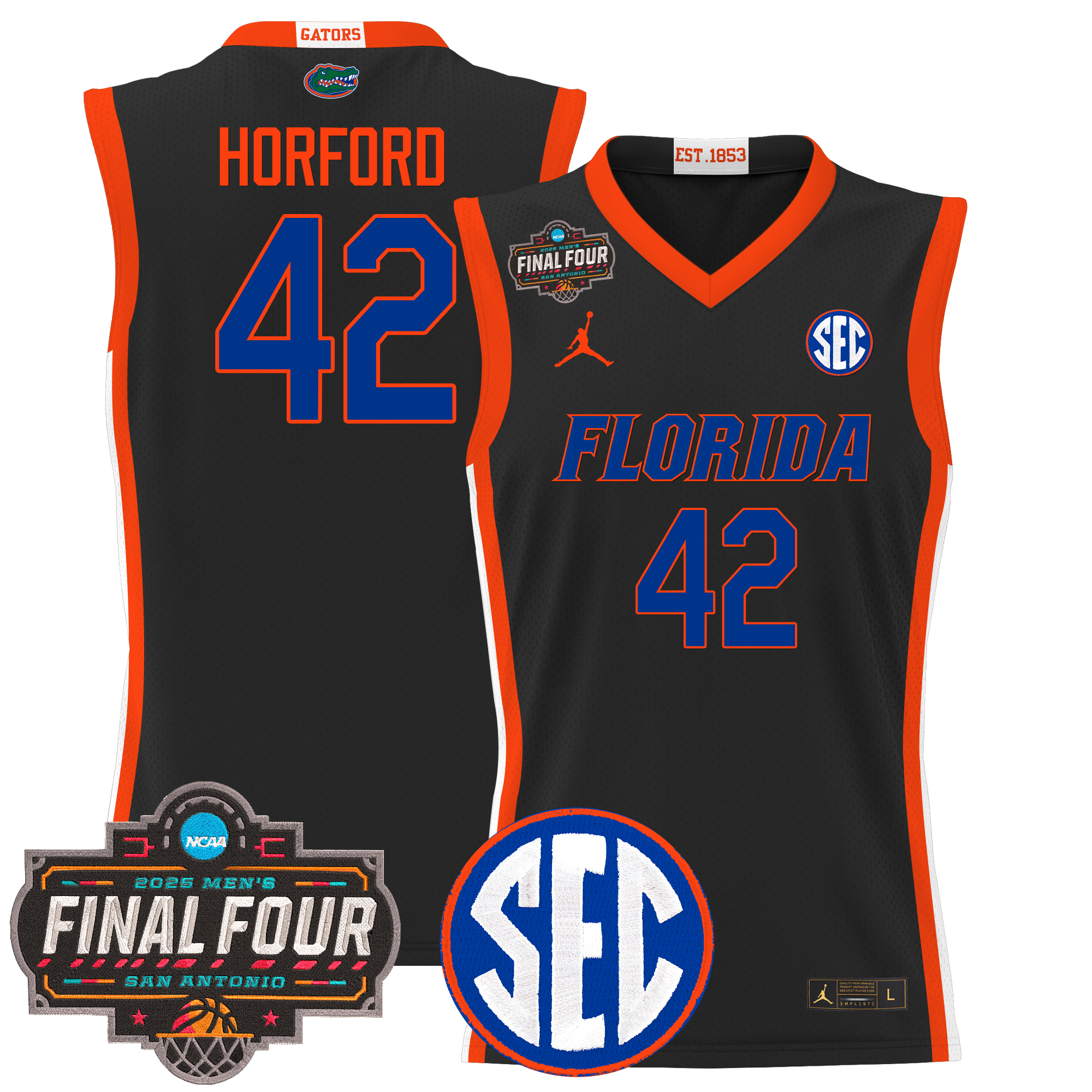 Al Horford Men's Florida Gators 2025 Final Four Patch Basketball Black Jersey - All Stitched