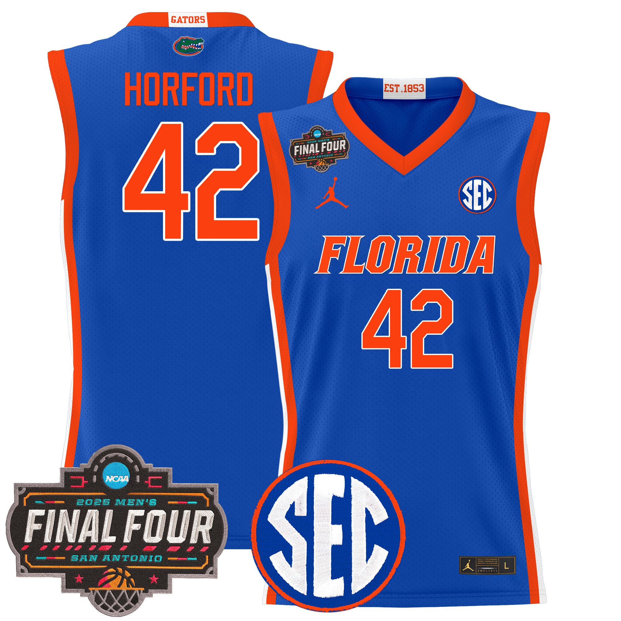 Al Horford Men's Florida Gators 2025 Final Four Patch Basketball Royal Jersey - All Stitched
