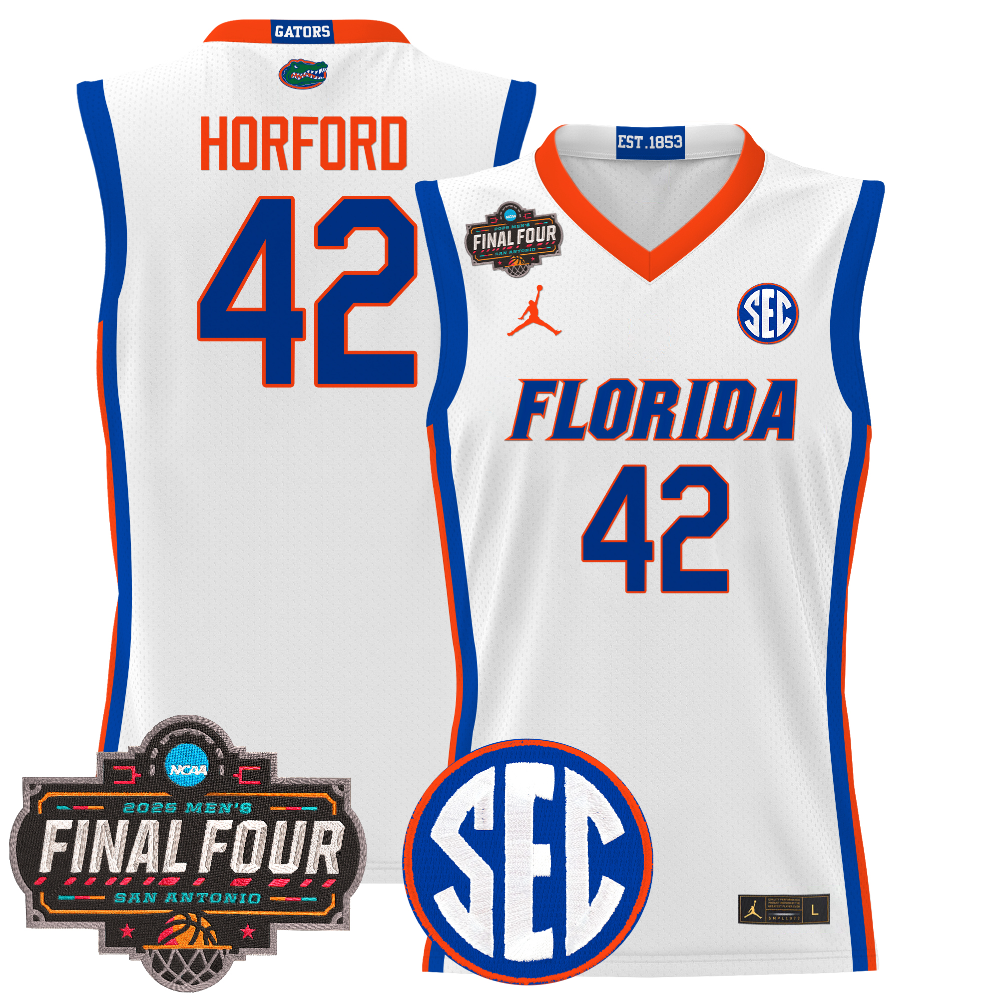 Al Horford Men's Florida Gators 2025 Final Four Patch Basketball White Jersey - All Stitched