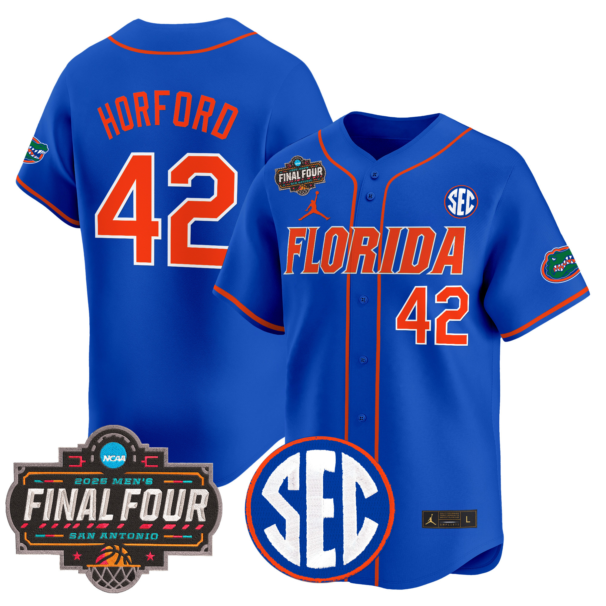Al Horford Men's Florida Gators 2025 Final Four Patch Vapor Baseball Royal Jersey - All Stitched