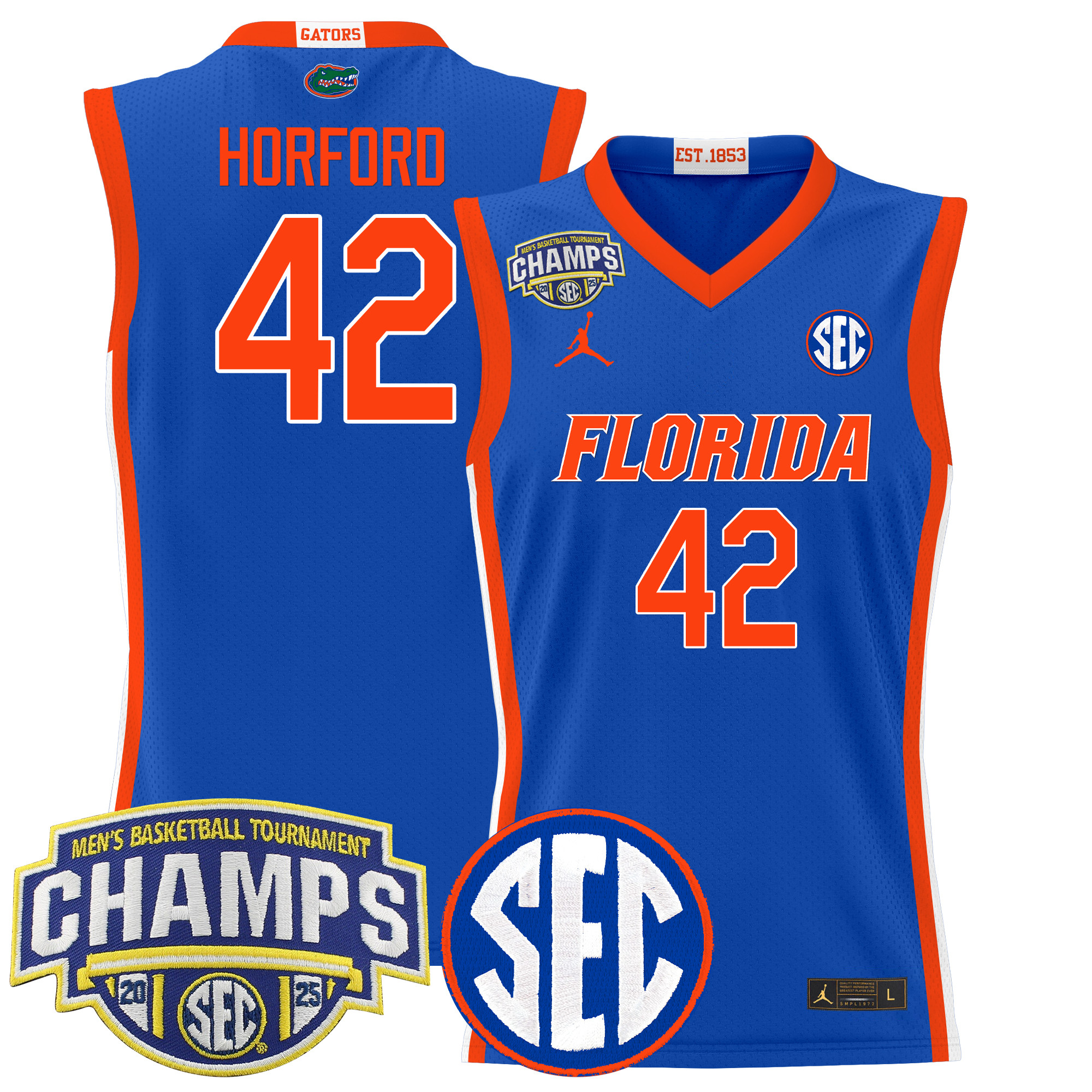 Al Horford Men's Florida Gators 2025 SEC Conference Tournament Champions Basketball Royal Jersey - All Stitched