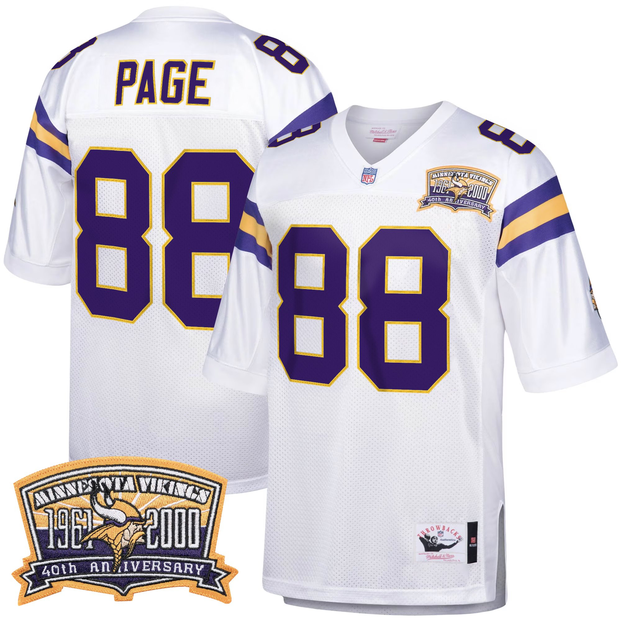 Alan Page Men's Minnesota Vikings Throwback Player White Retired Jersey - All Stitched