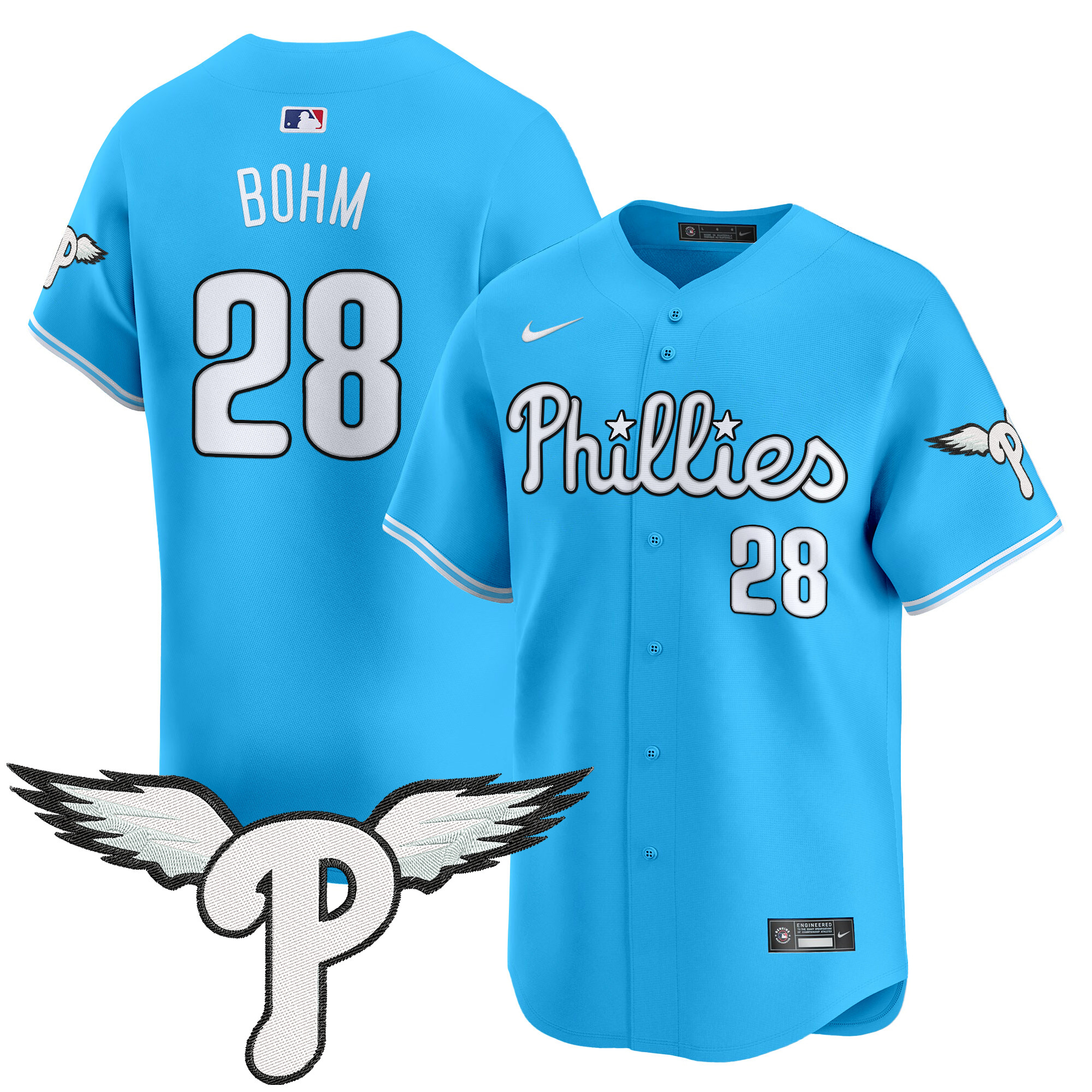 Alec Bohm Men's Philadelphia Phillies 2025 Vapor Premier Limited Light Blue Jersey - All Stitched