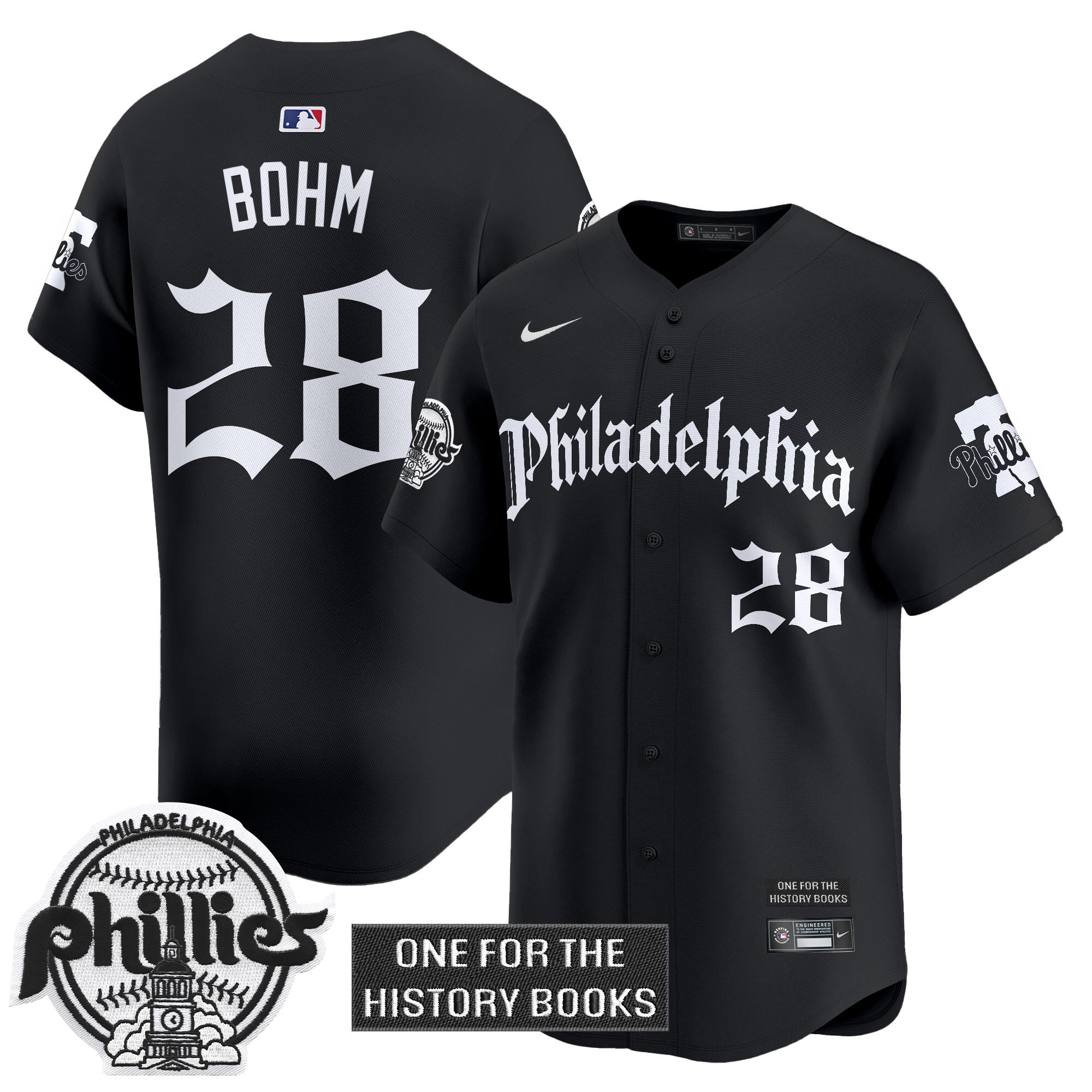 Alec Bohm Men's Philadelphia Phillies Retro Newspaper Edition Vapor Premier Limited Black Jersey - All Stitched