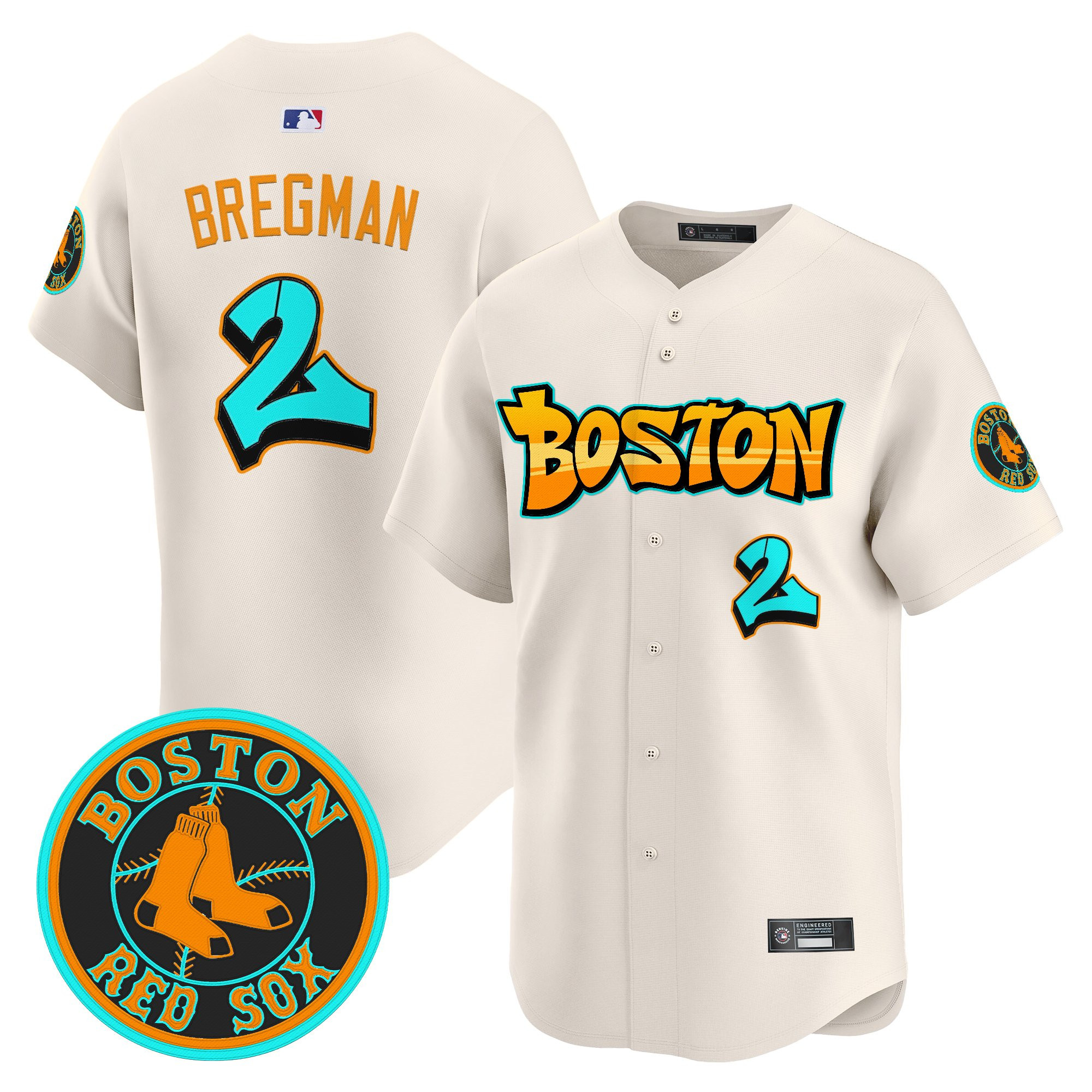 Alex Bregman Men's Boston Red Sox 'Graffiti Streetstyle Edition Vapor Premier Limited Cream Jersey - All Stitched