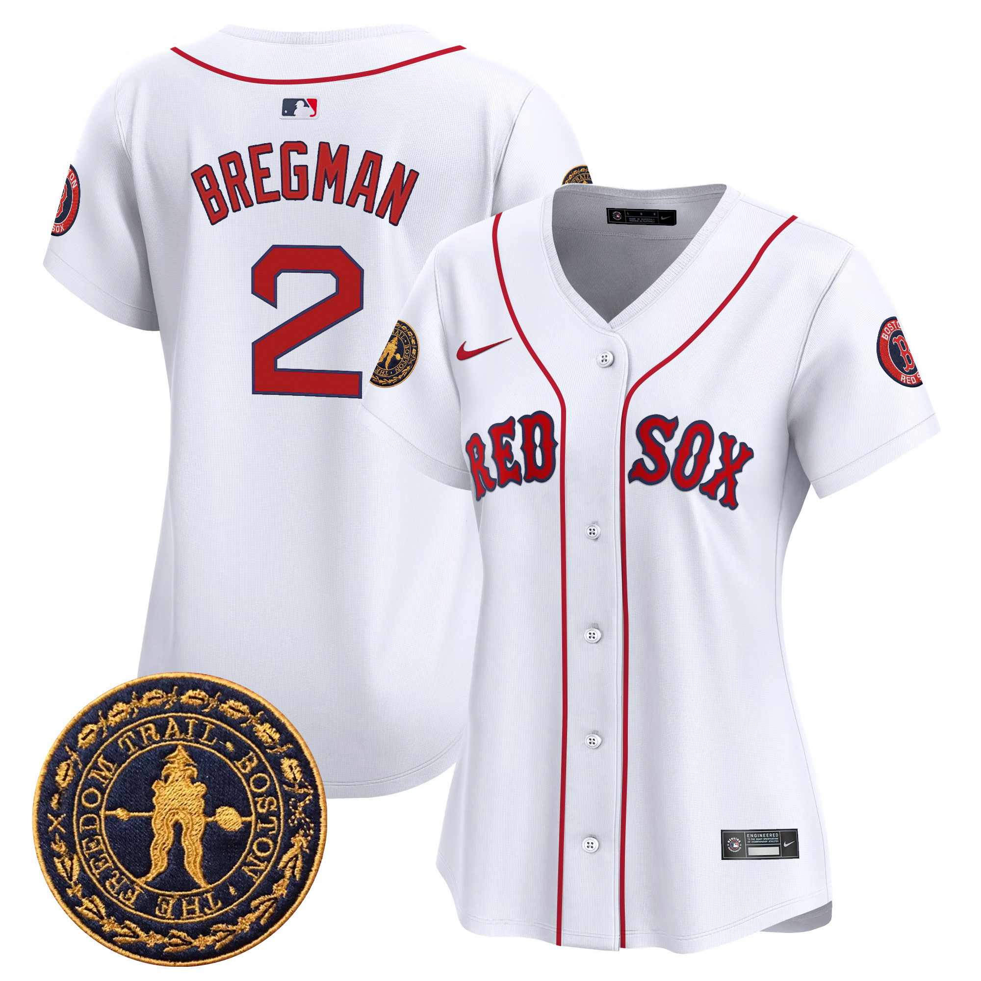 Alex Bregman Women's Boston Red Sox Freedom Trail Patch Vapor Premier Limited White Jersey - All Stitched