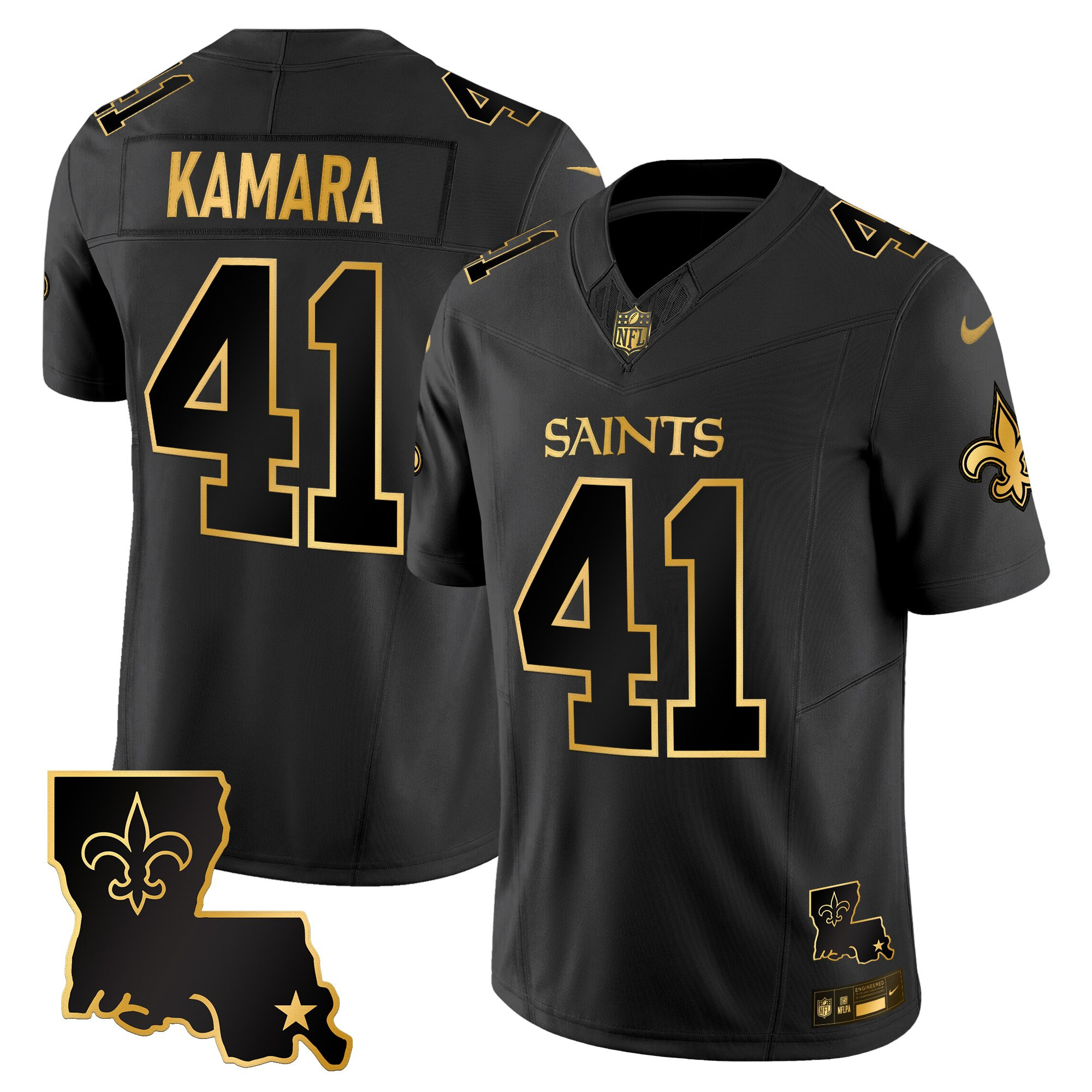 Alvin Kamara Men's New Orleans Saints 2025 Gold Vapor Limited Black Gold Jersey - All Stitched
