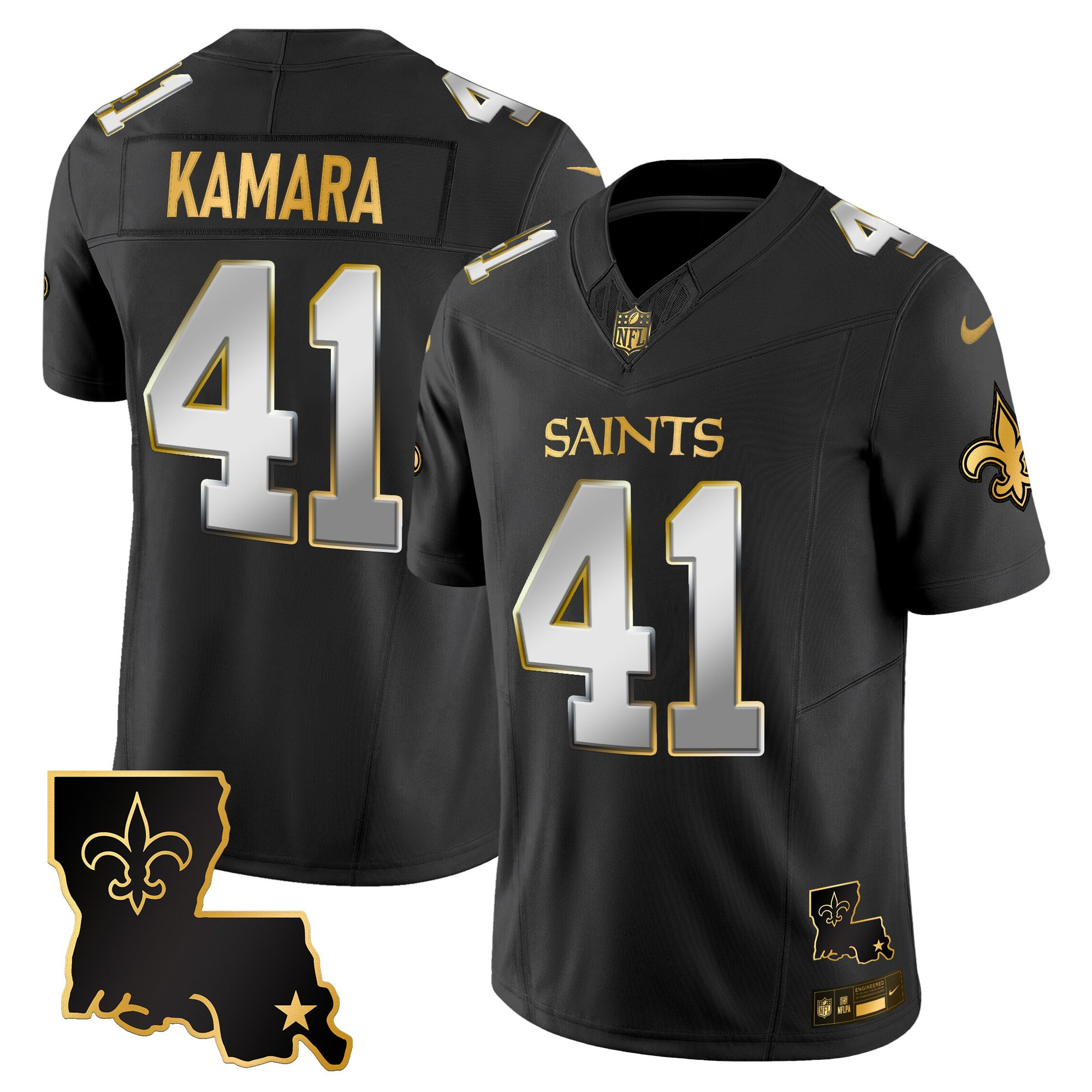 Alvin Kamara Men's New Orleans Saints 2025 Gold Vapor Limited Black Limited Jersey - All Stitched