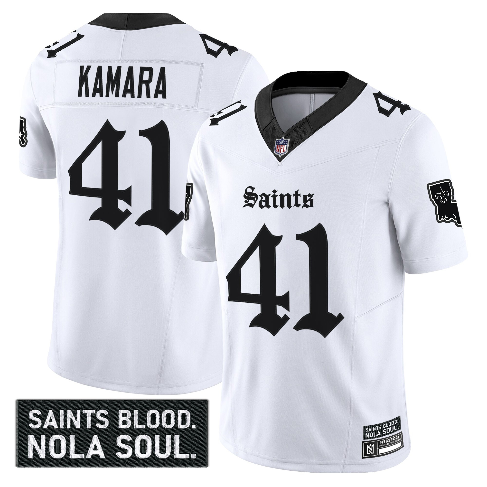 Alvin Kamara Men's New Orleans Saints Gothic Vieux CarrÃƒÆ’Ã‚Â© Edition Vapor White Jersey - All Stitched