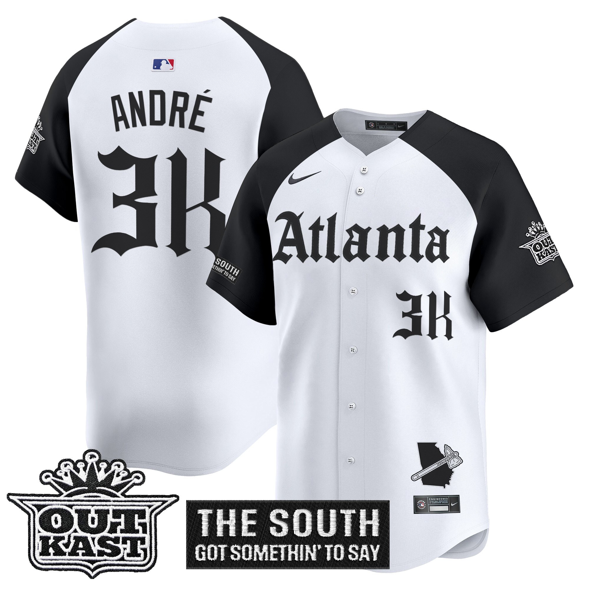 AndrÃƒÆ’Ã‚Â© Men's Atlanta Braves Gothic South x Outkast Edition Vapor Premier Limited Alternate Jersey - All Stitched