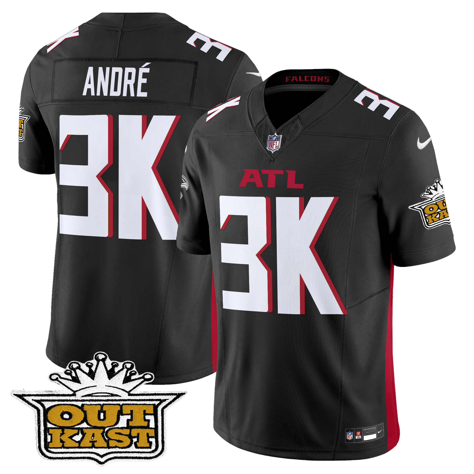 AndrÃƒÆ’Ã‚Â© Men's Outkast x Atlanta Falcons 2024 Vapor Limited Black Jersey - All Stitched