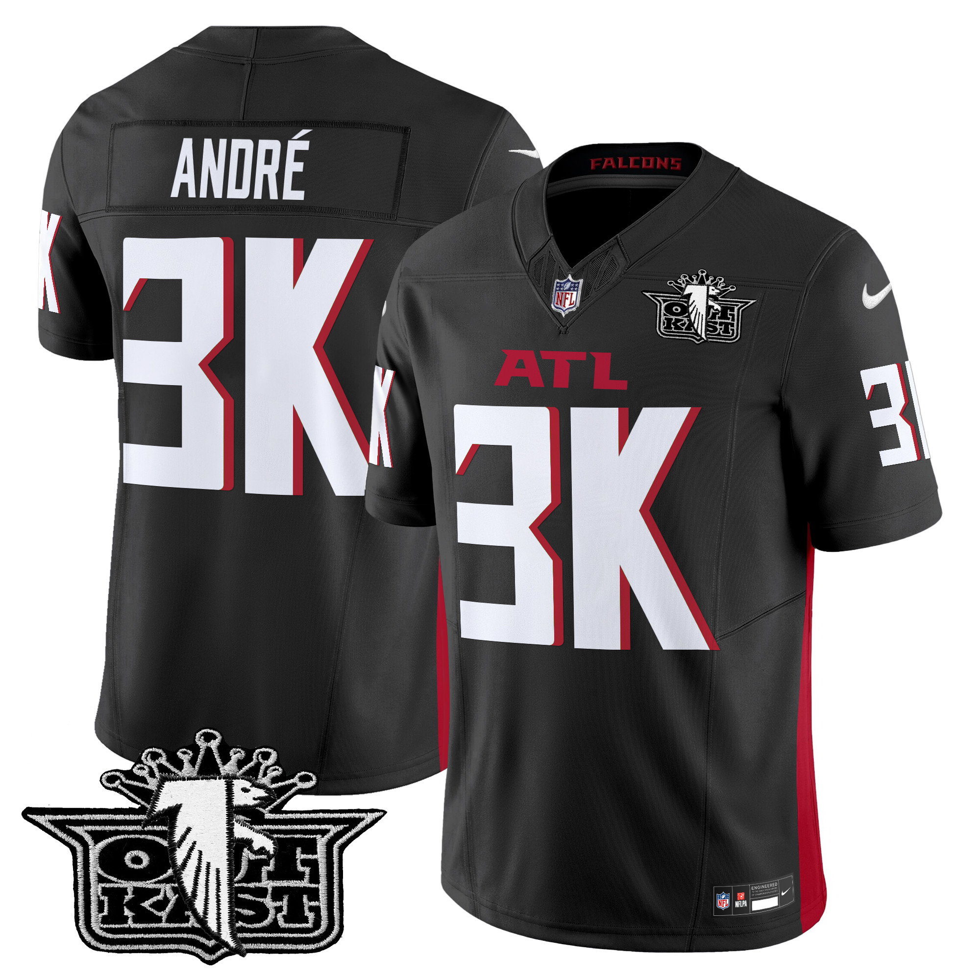 AndrÃƒÆ’Ã‚Â© Men's Outkast x Atlanta Falcons 2024 Vapor Limited Black Jersey V2 - All Stitched