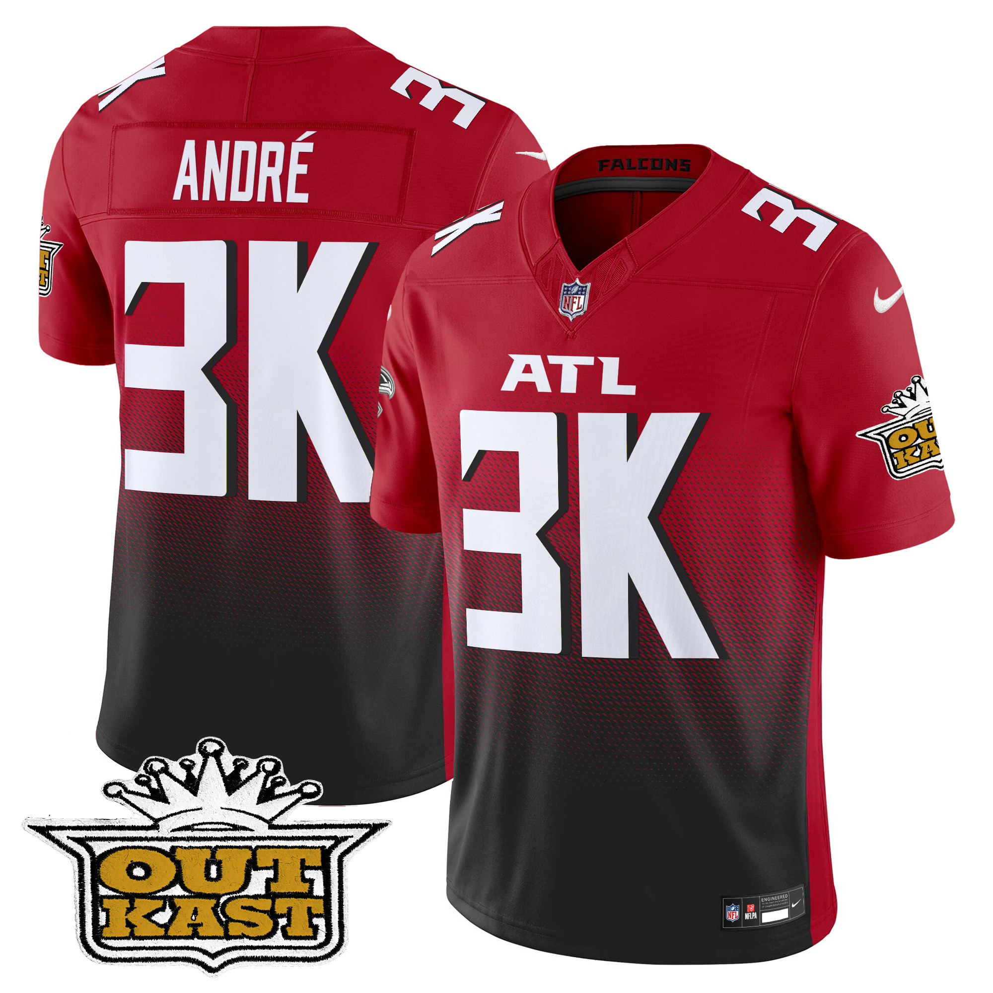AndrÃƒÆ’Ã‚Â© Men's Outkast x Atlanta Falcons 2024 Vapor Limited Red Jersey - All Stitched