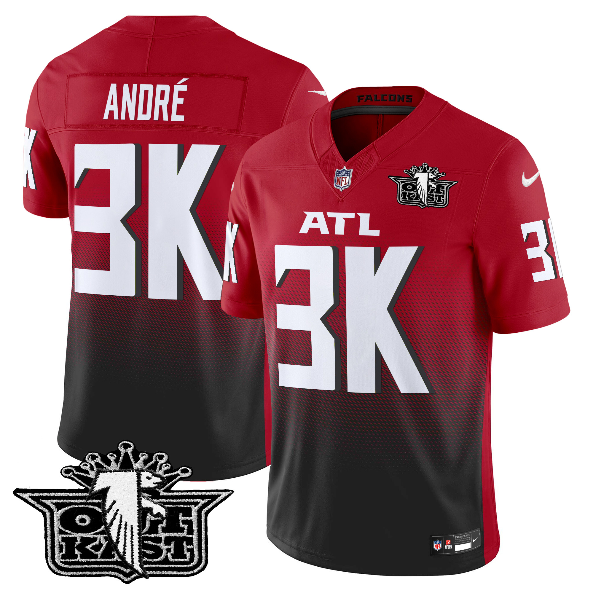 AndrÃƒÆ’Ã‚Â© Men's Outkast x Atlanta Falcons 2024 Vapor Limited Red Jersey V2 - All Stitched