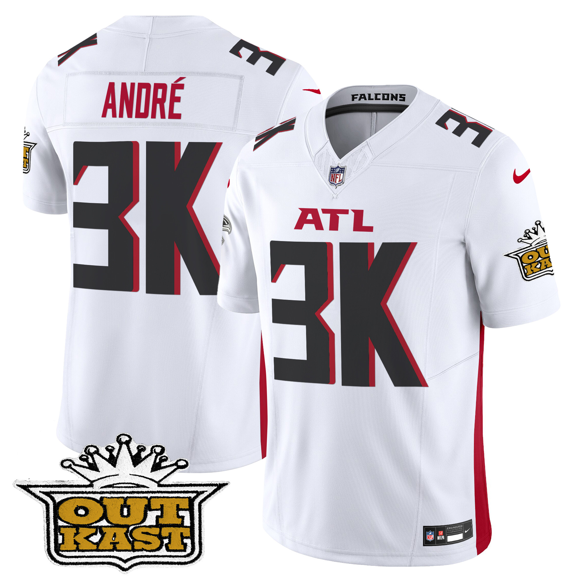 AndrÃƒÆ’Ã‚Â© Men's Outkast x Atlanta Falcons 2024 Vapor Limited White Jersey - All Stitched