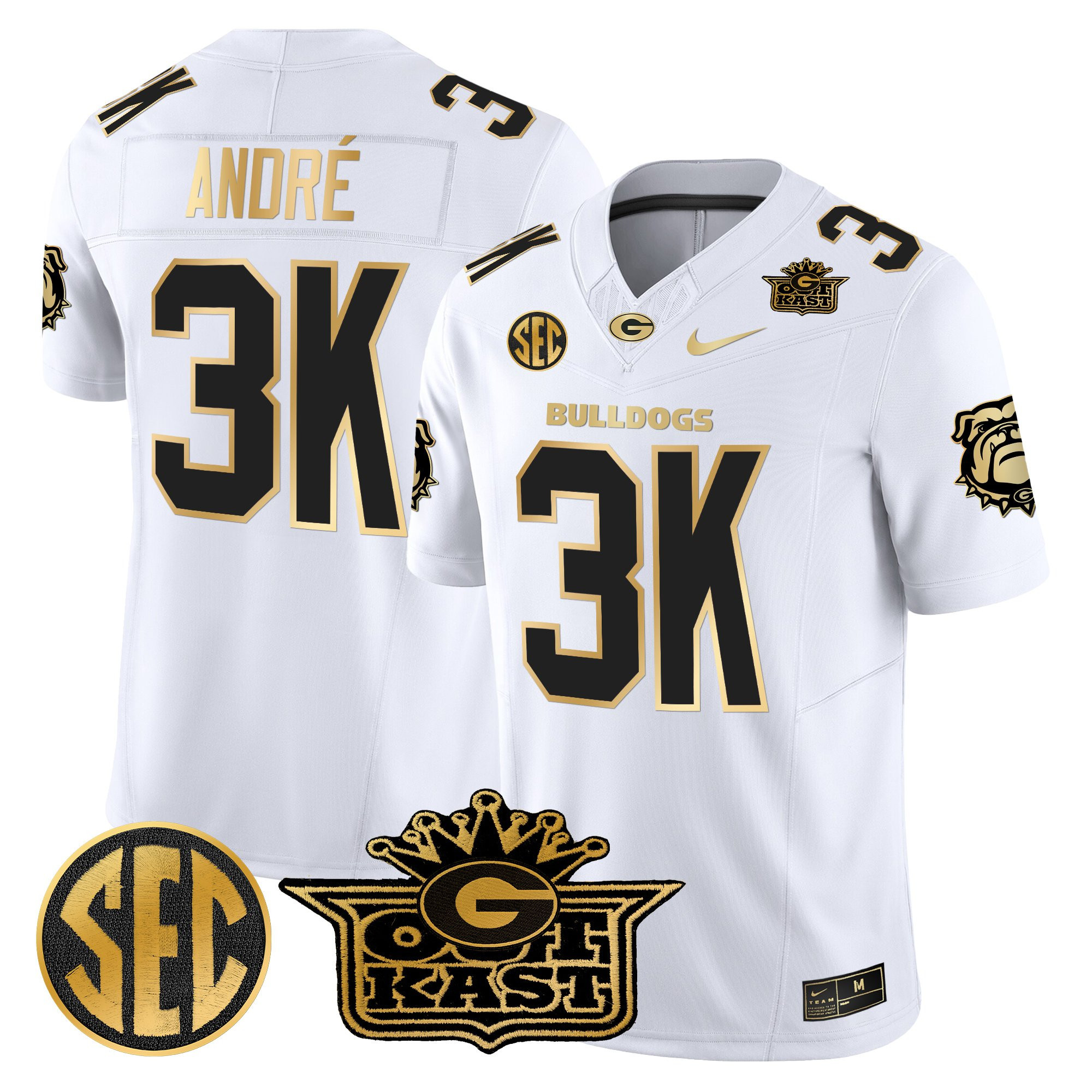 AndrÃƒÆ’Ã‚Â© Men's Outkast x Georgia Bulldogs Gold Vapor Limited White Gold Jersey - All stitched