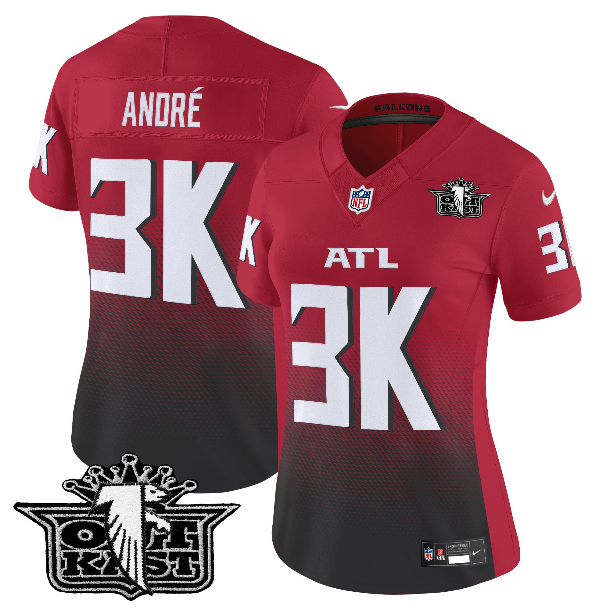 AndrÃƒÆ’Ã‚Â© Women's Outkast x Atlanta Falcons 2025 Vapor Limited Red Jersey - All Stitched