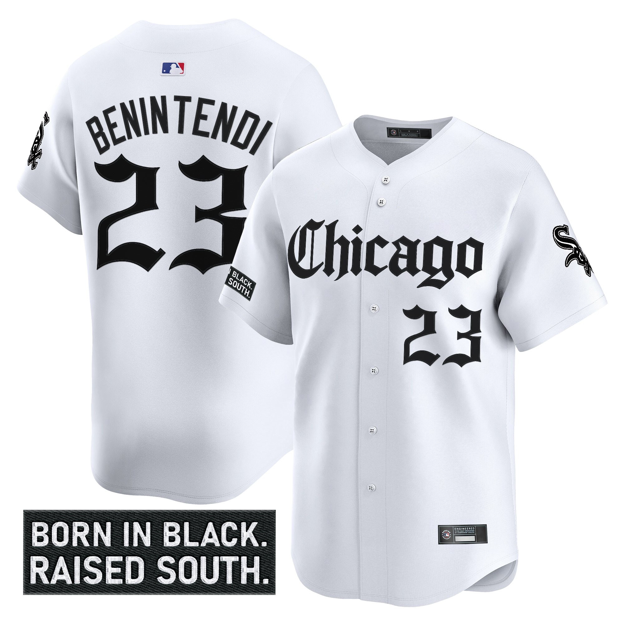 Andrew Benintendi Men's Chicago White Sox 'Gothic South Side Edition Vapor Premier Limited White Jersey - All Stitched