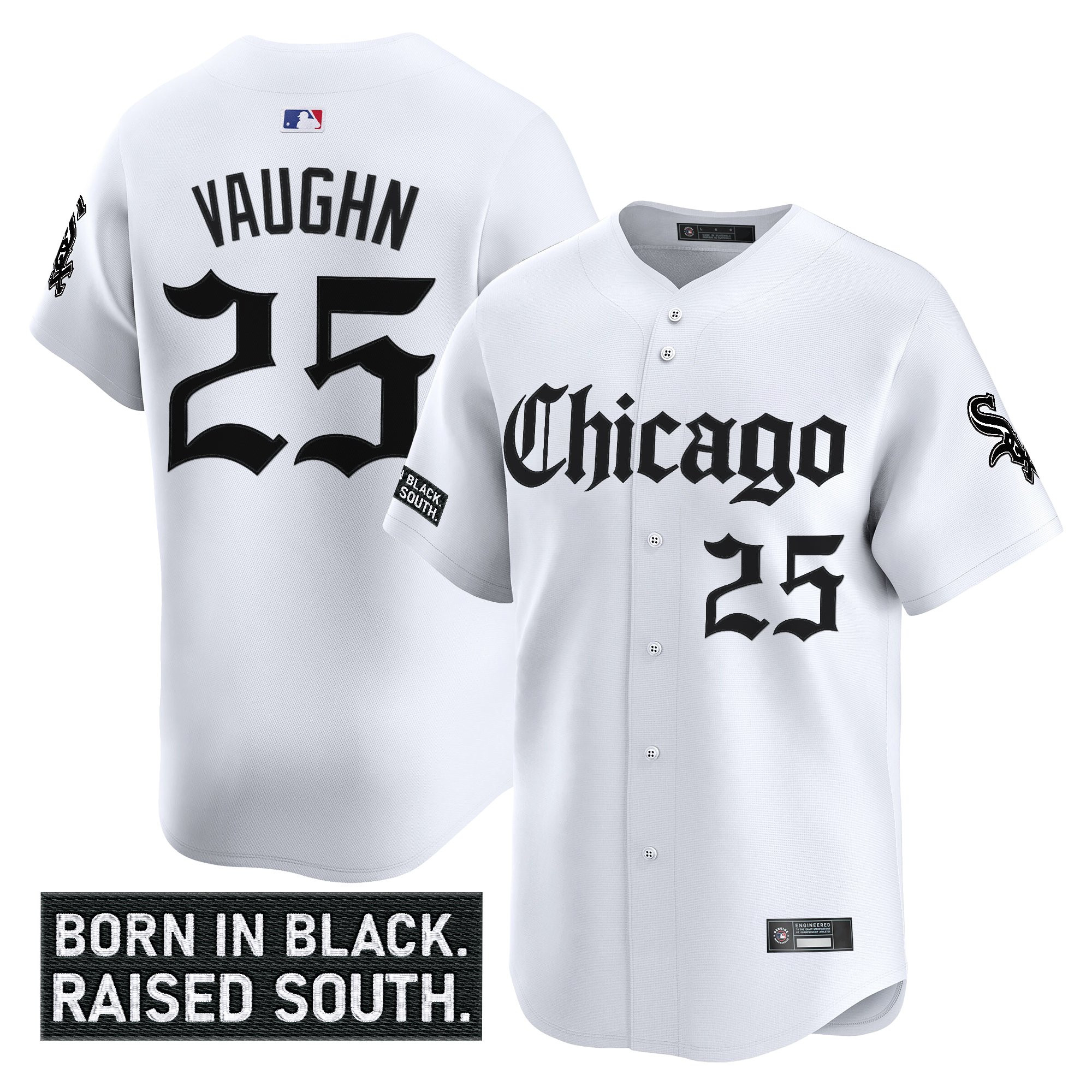 Andrew Vaughn Men's Chicago White Sox 'Gothic South Side Edition Vapor Premier Limited White Jersey - All Stitched