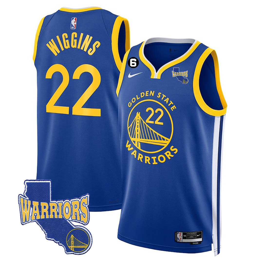 Andrew Wiggins Men's Golden State Warriors 2023-24 California State Patch Icon Royal Jersey - All Stitched