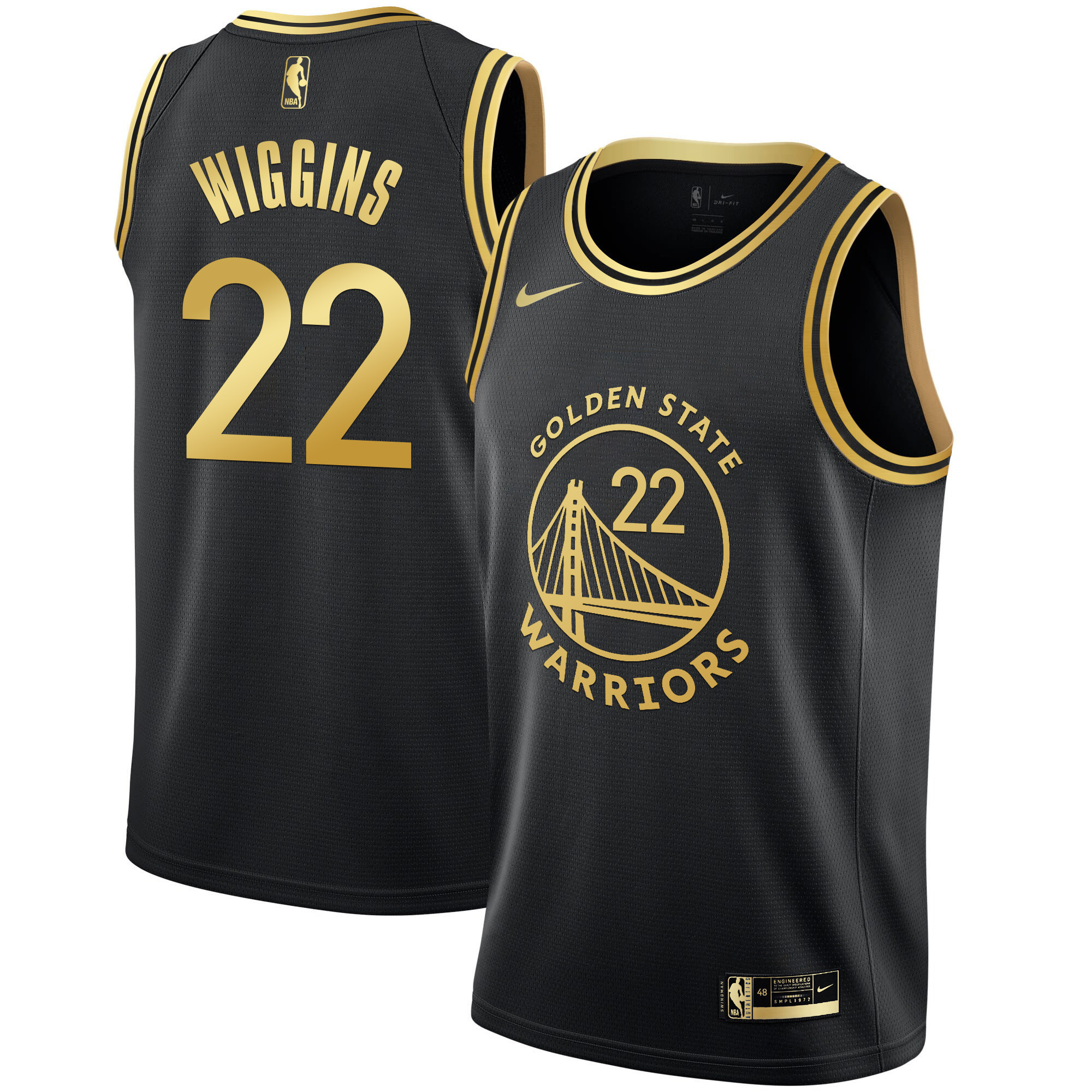 Andrew Wiggins Men's Golden State Warriors Black Limited & Gold Black Gold Jersey - All Stitched