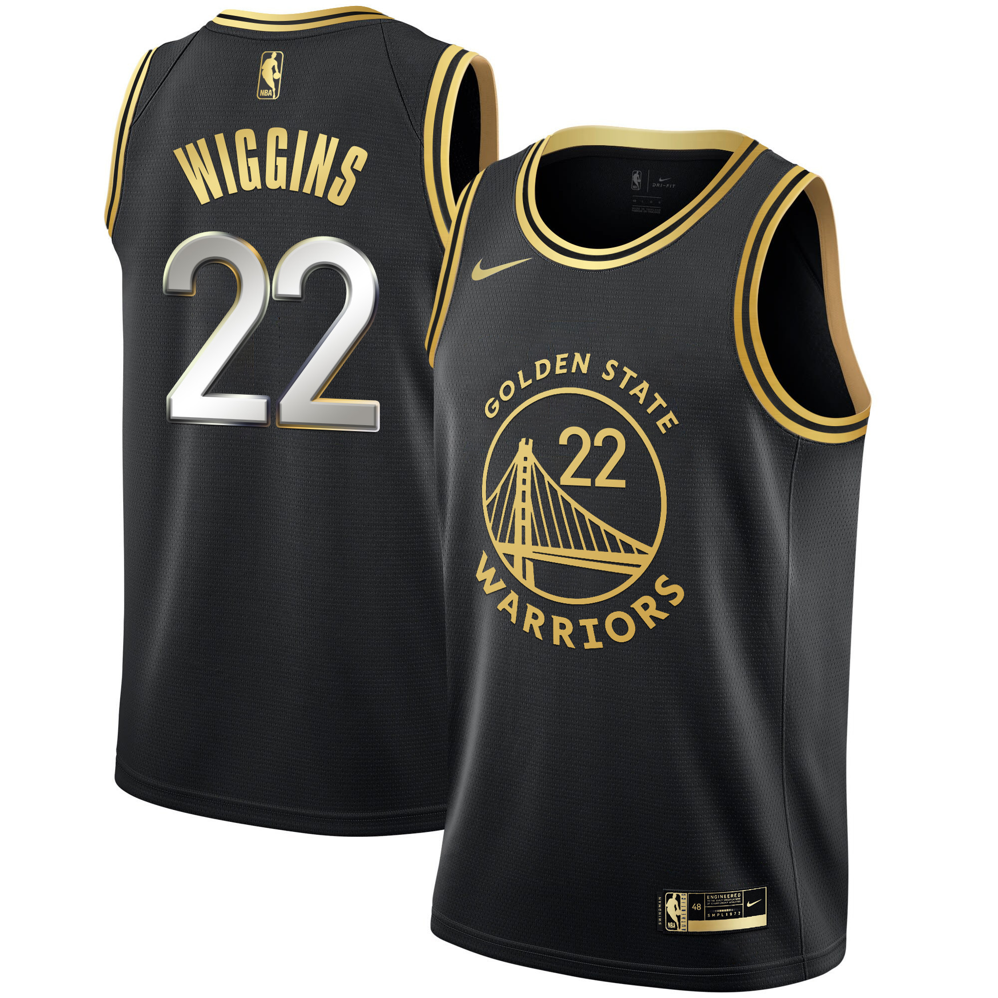 Andrew Wiggins Men's Golden State Warriors Black Limited & Gold Black Limited Jersey - All Stitched