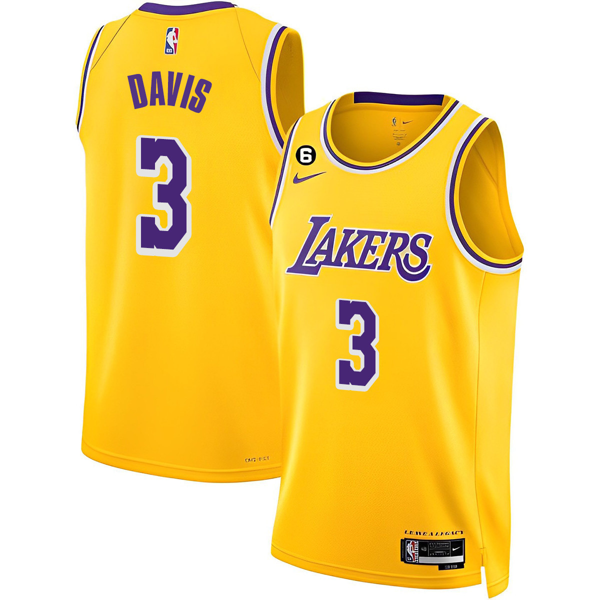 Anthony Davis Men's Los Angeles Lakers 2023 Gold Jersey Collection - All Stitched
