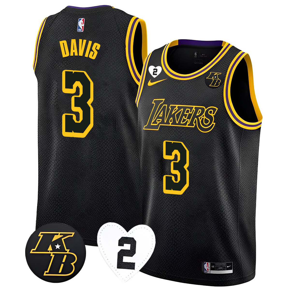 Anthony Davis Men's Los Angeles Lakers 2023 Kobe & GiGi Jersey Collection - All Stitched