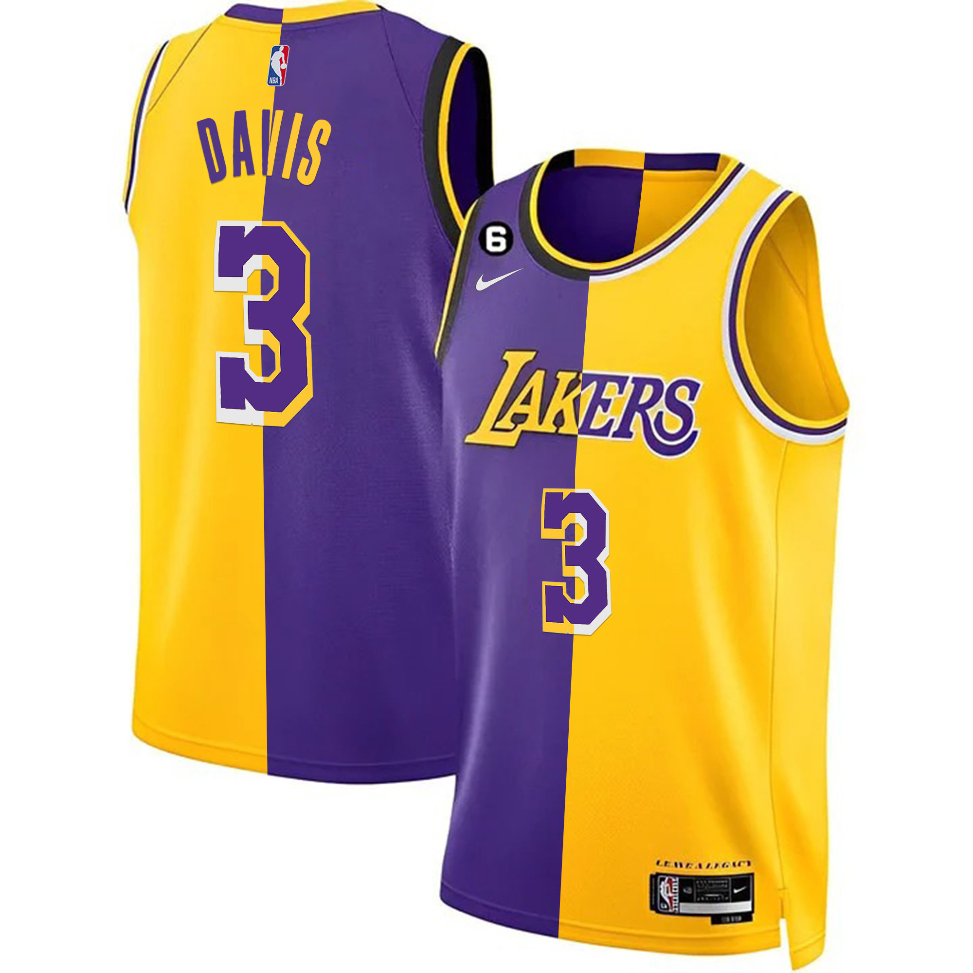 Anthony Davis Men's Los Angeles Lakers 2023 Split Jersey Collection - All Stitched