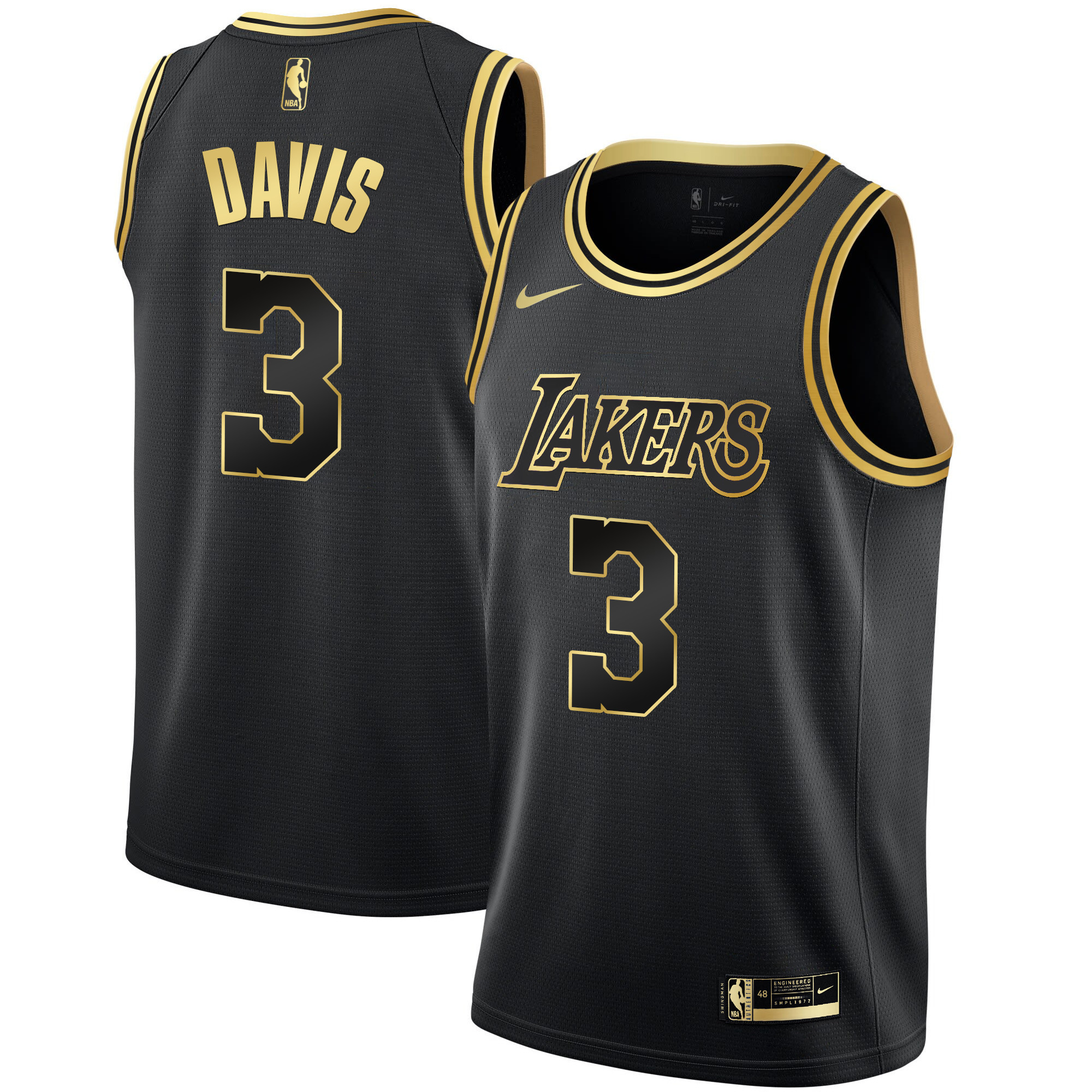 Anthony Davis Men's Los Angeles Lakers Black Limited & Black Gold Black Gold Jersey - All Stitched