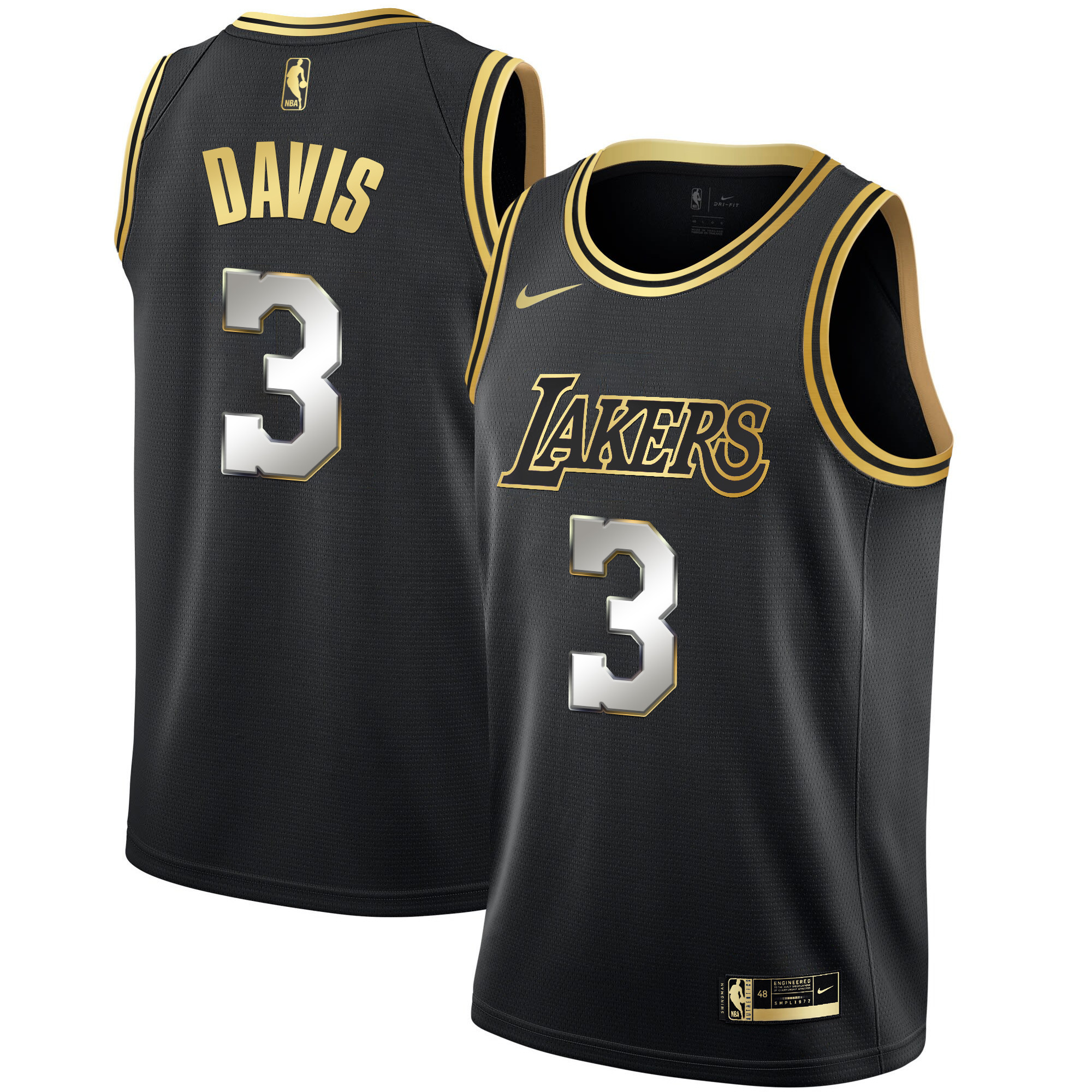 Anthony Davis Men's Los Angeles Lakers Black Limited & Black Gold Black Limited Jersey - All Stitched
