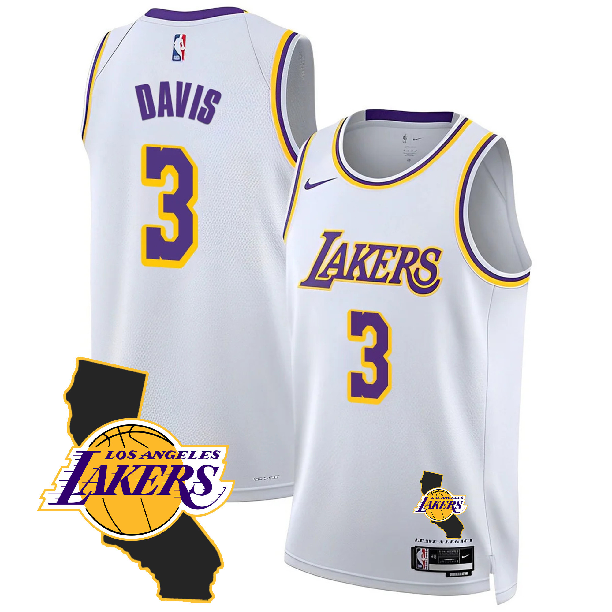 Anthony Davis Men's Los Angeles Lakers California Patch Association Jersey - All Stitched