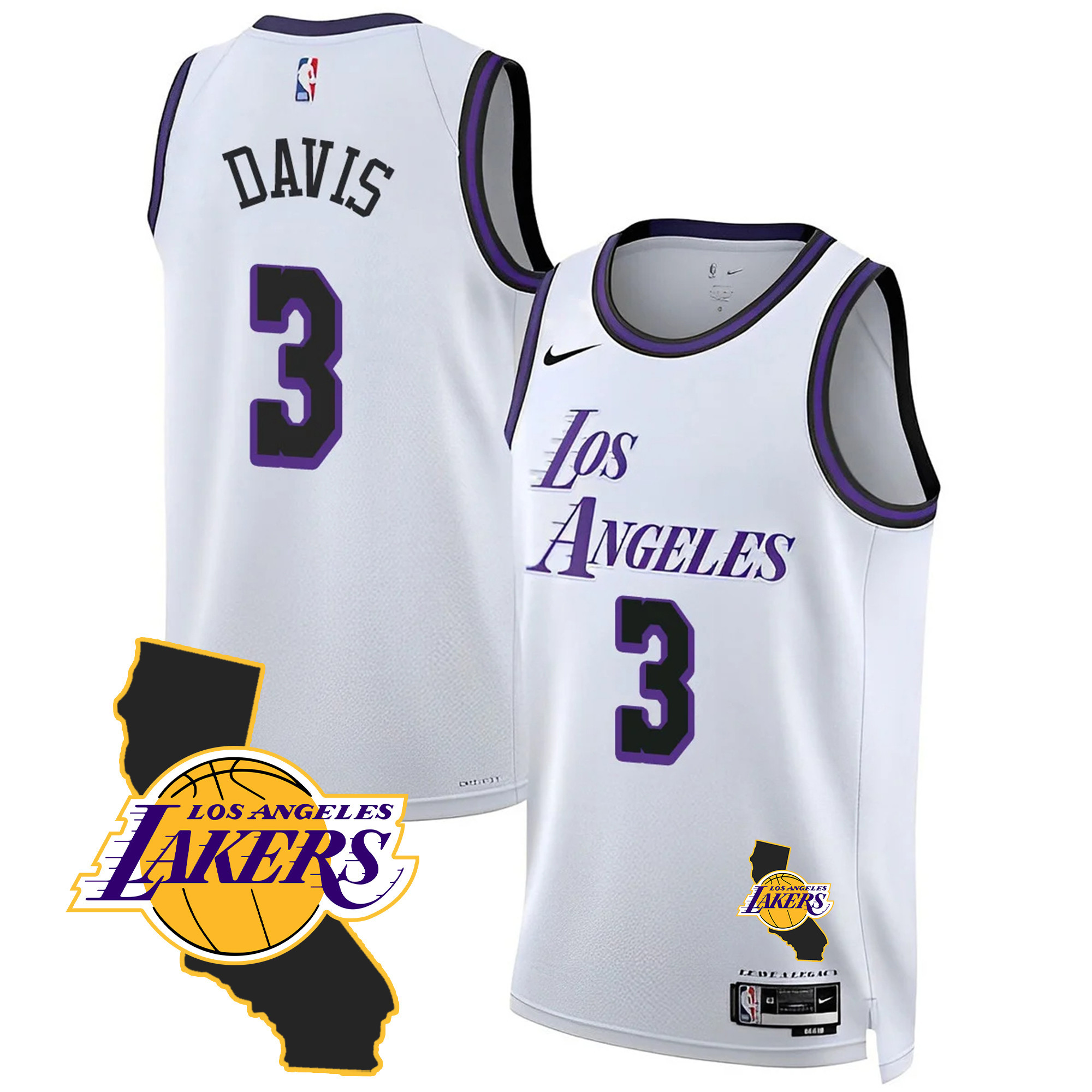 Anthony Davis Men's Los Angeles Lakers California Patch City Jersey - All Stitched